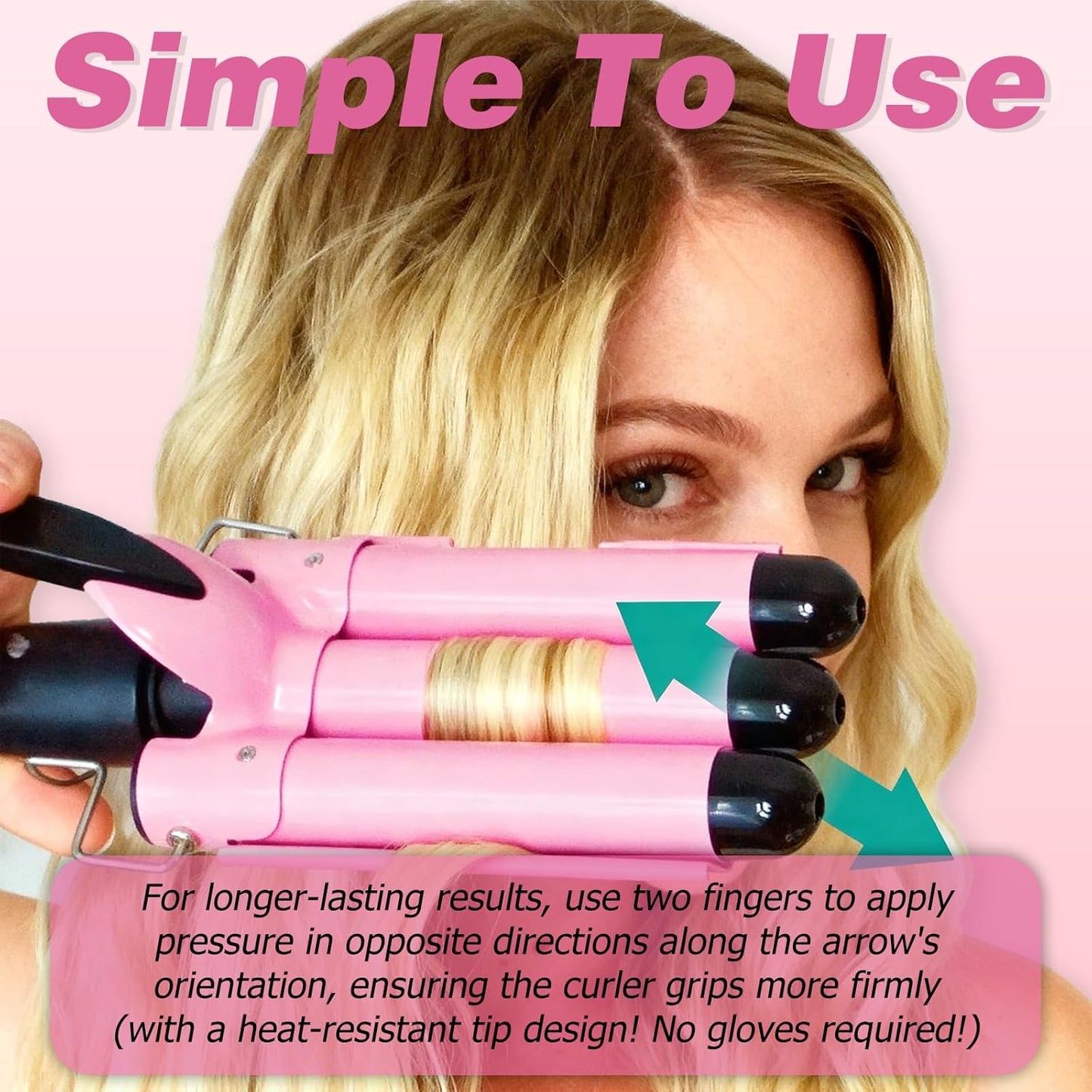 Junma 32mm Ceramic Curling Tongs with Heat Protection for Beach Waves in NEW