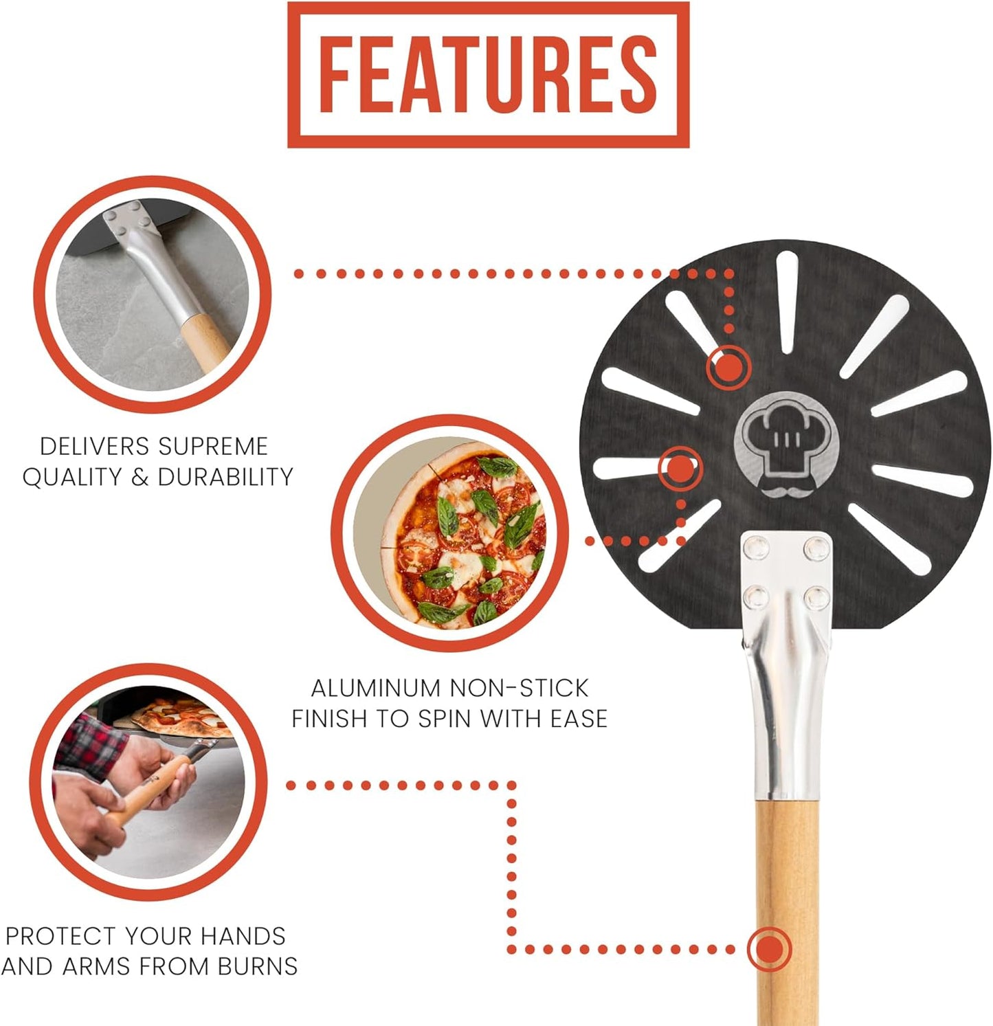 Chef Pomodoro Peelers Aluminum Pizza Peel with Detachable Handle - Peeler NEW