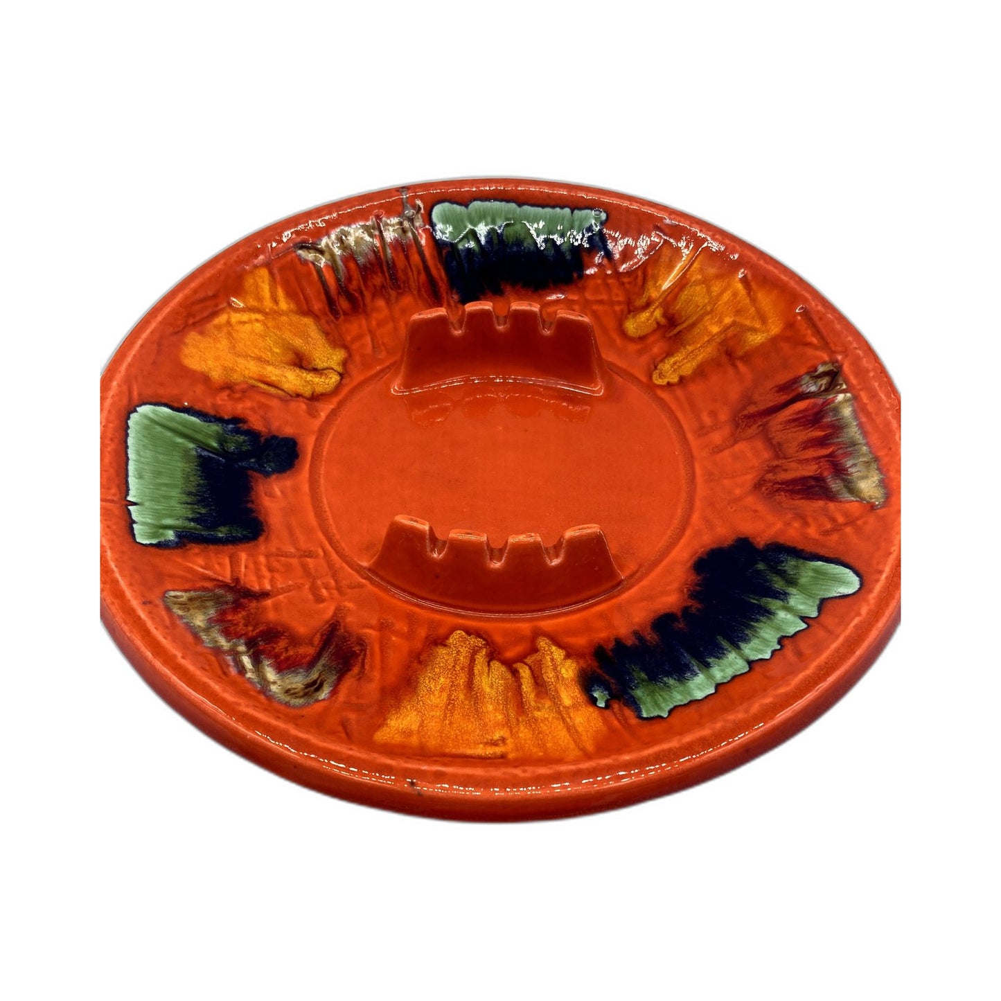 VINTAGE Calif USA Decorative Orange Ceramic Plate for Home Decor 32cm Diameter