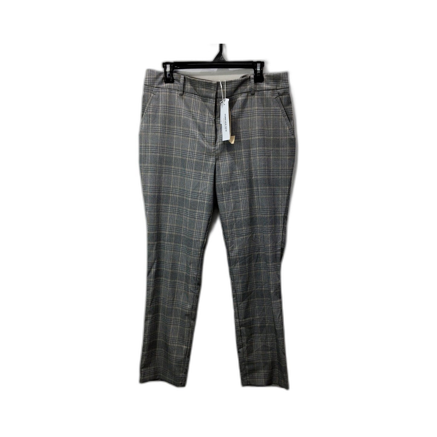 Forever Slim Fit Pants Womens New Slim Fit Grey Camel Check Pants Size 14 NEW