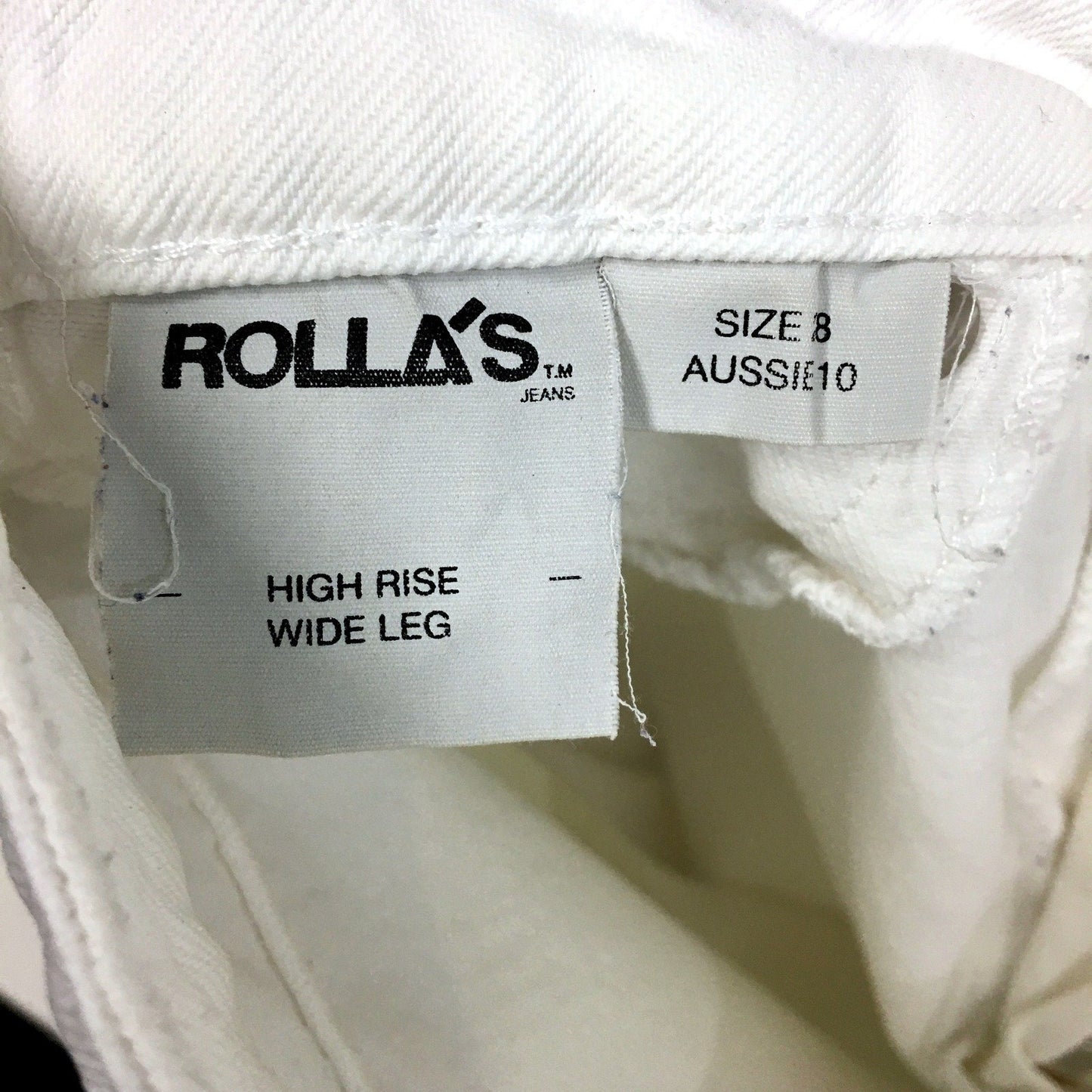Rolla's Womens High Rise Wide Leg Jeans High Rise Wide Leg White Denim Sz 10