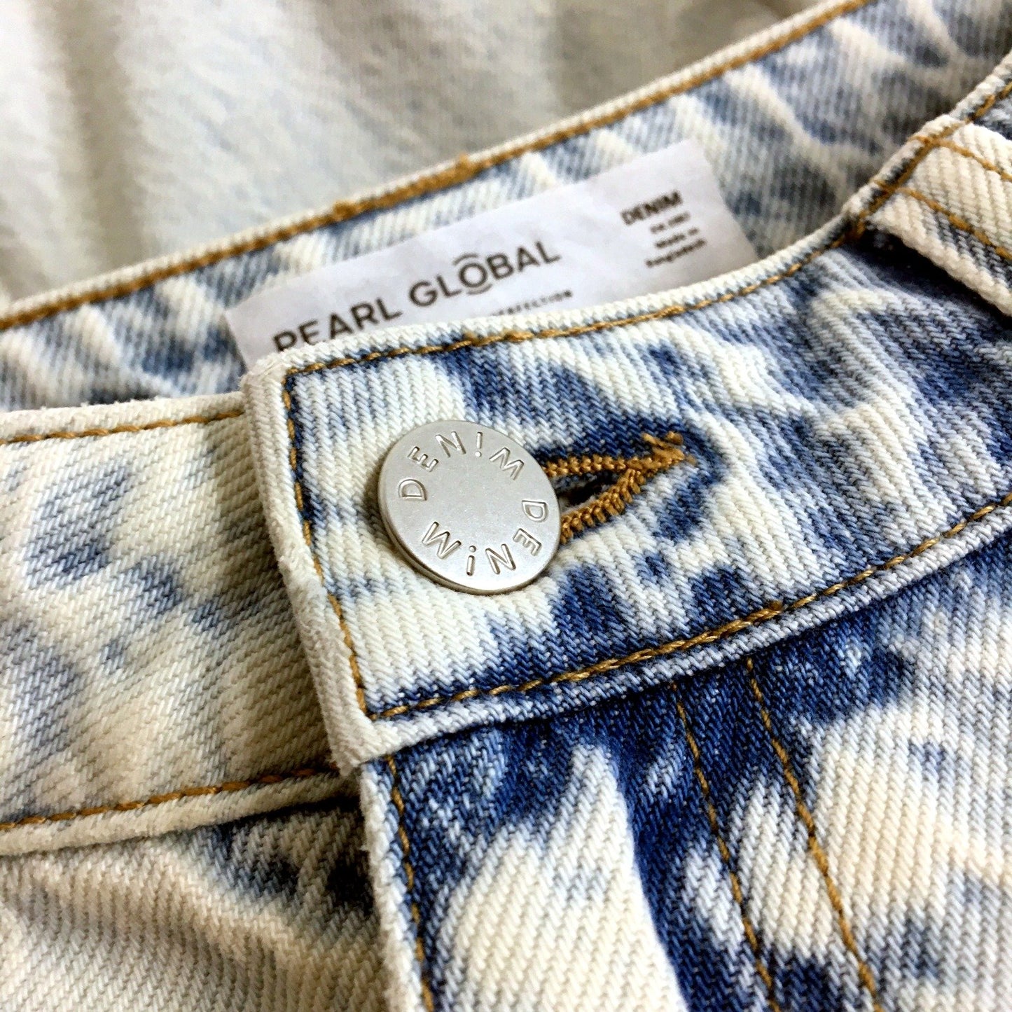 Pearl Global Unisex Wide Leg High Waisted Denim Jeans Light Wash Size Small