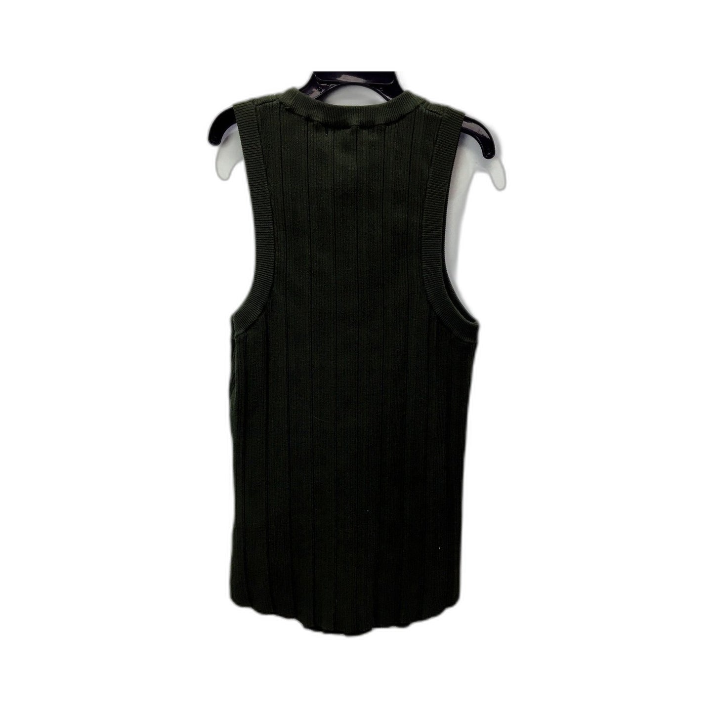 Preview Womens Pullover Tank Top Ribbed Knit Mock Neck Sz L NEW