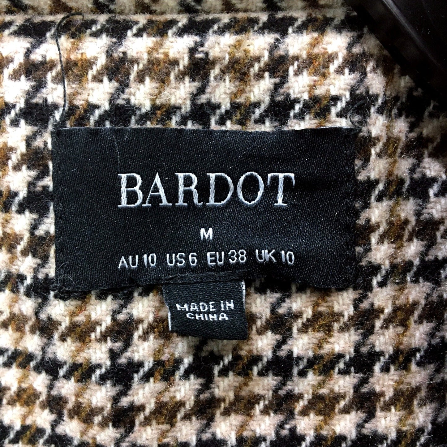 Bardot Womens Oversized Coat Belted Wool Blend Outerwear Black and Beige Size 10