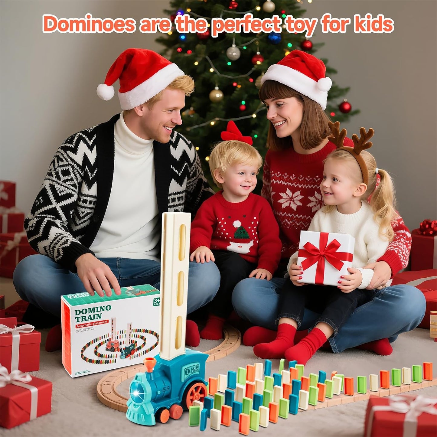 Domino Train Set Building Creative Game Cyan Size 8.5 cm x 26 20 DEMO