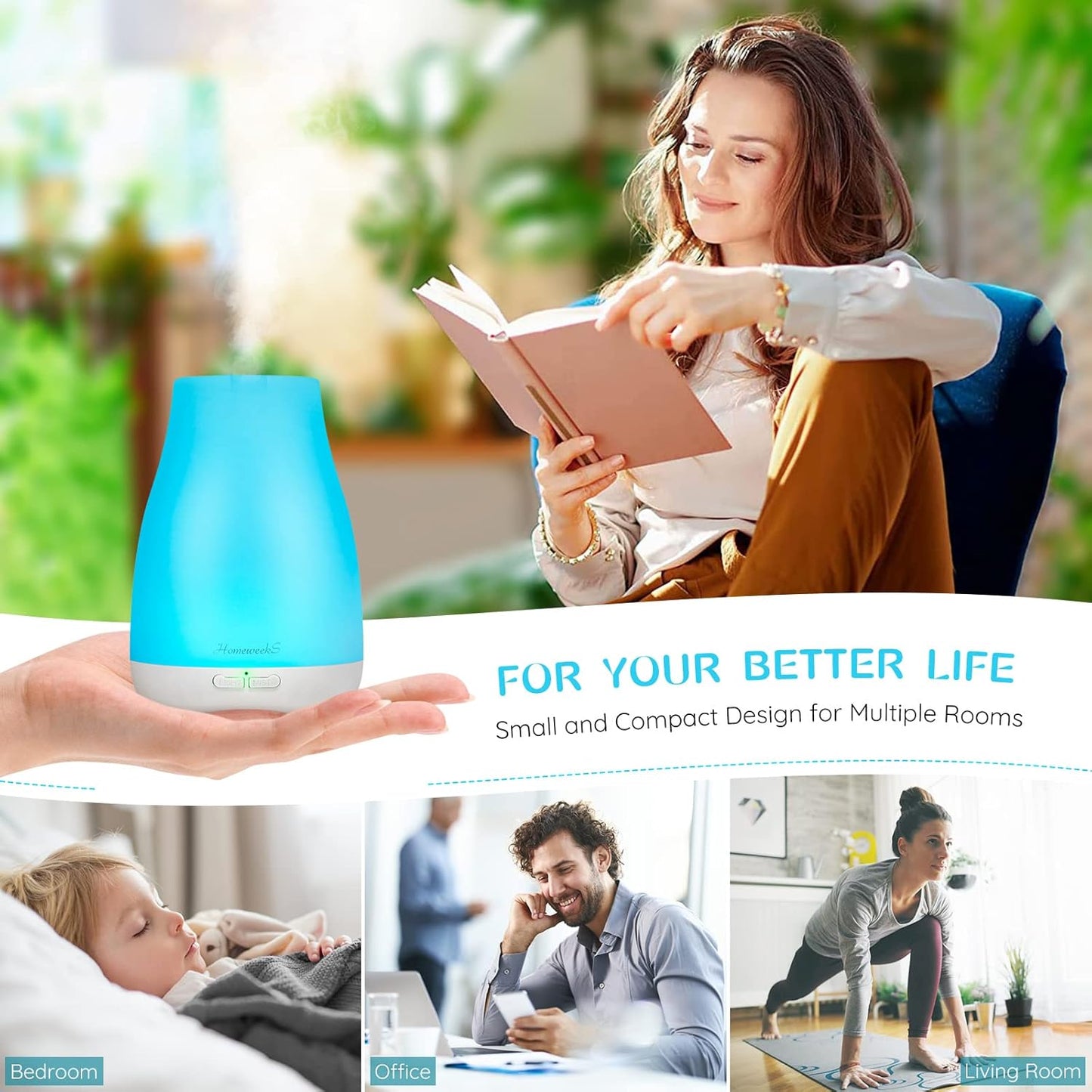 Homeweeks 100ml Scented Oil Diffusers Basic White Essential Oil Diffuser NEW