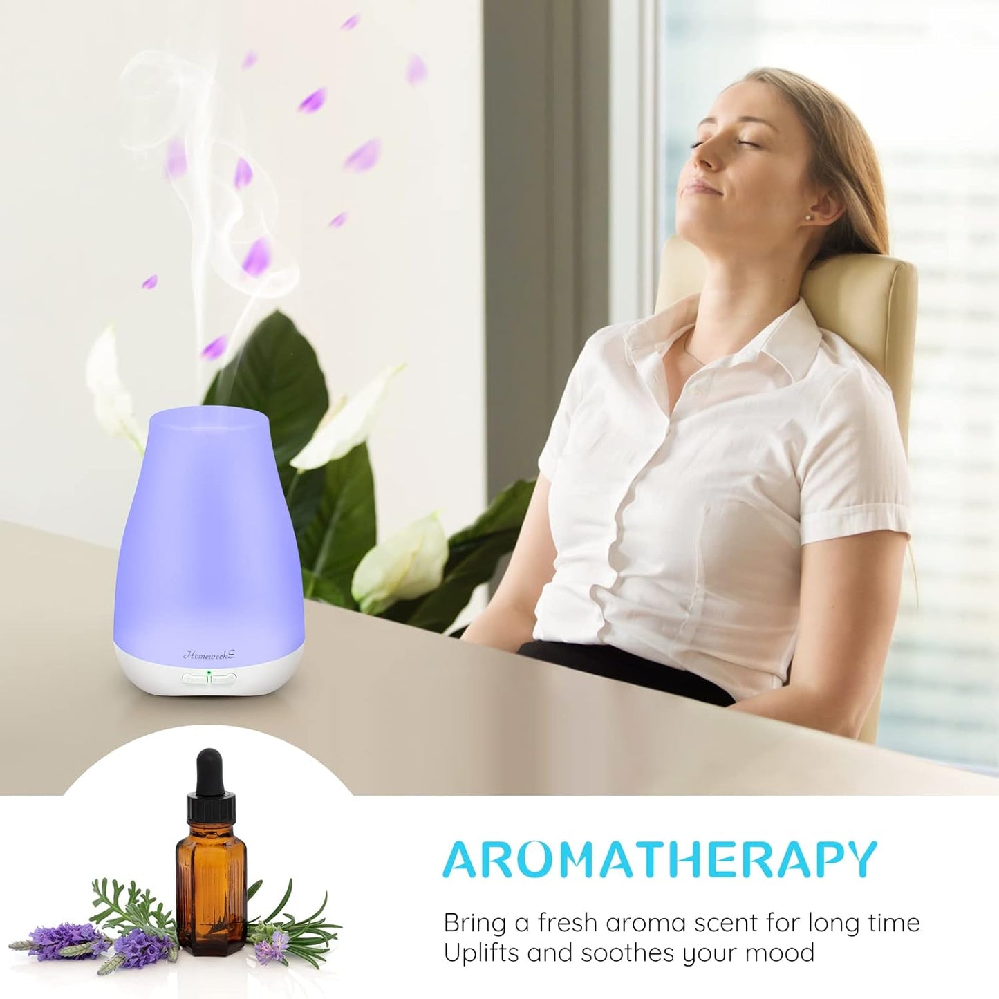 Homeweeks 100ml Scented Oil Diffusers Basic White Essential Oil Diffuser NEW