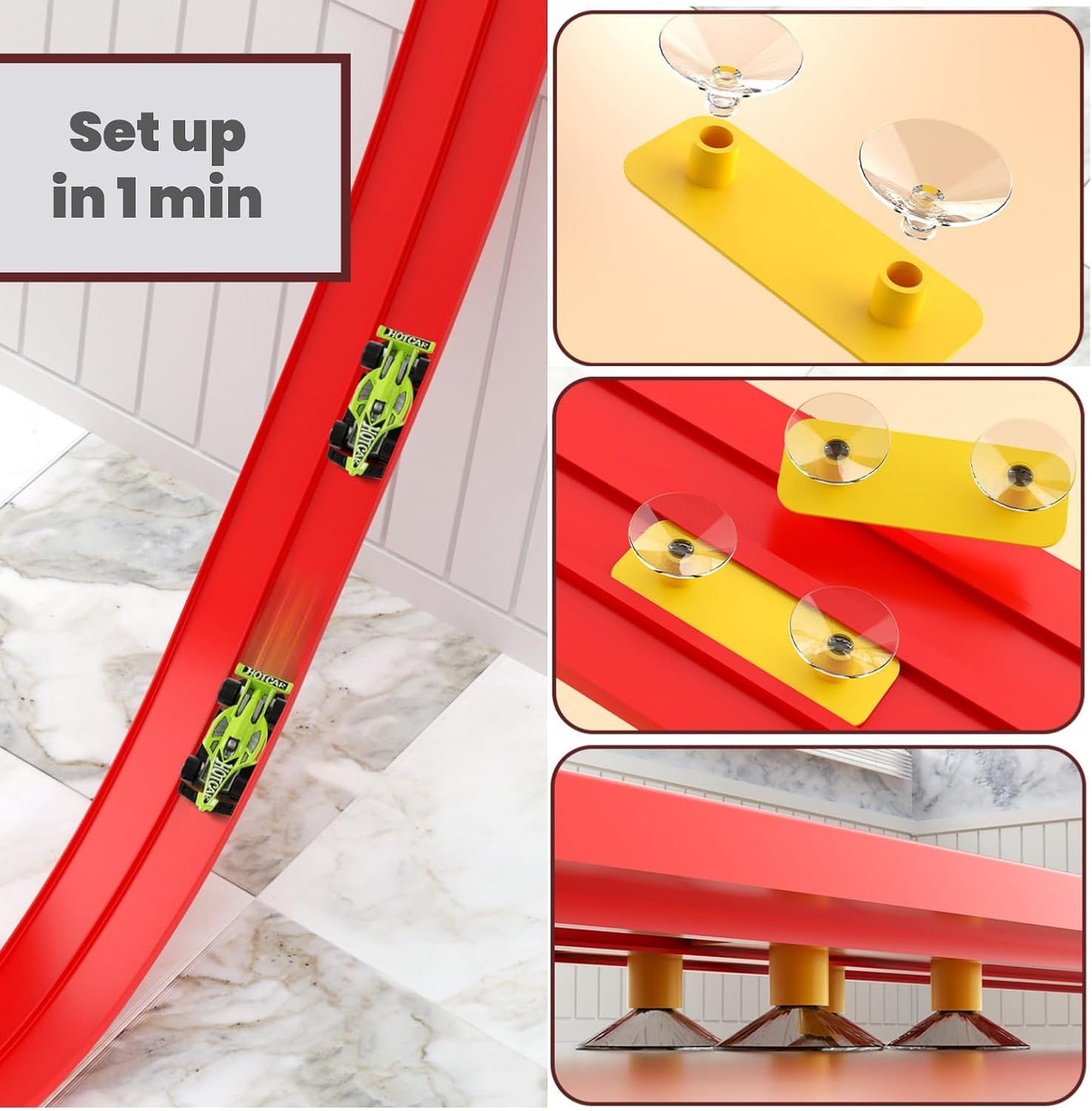 HOUSYLOVE 360° Rotating DIY Racing Track Starter Set, 3.9m Length, Vehicles DEMO