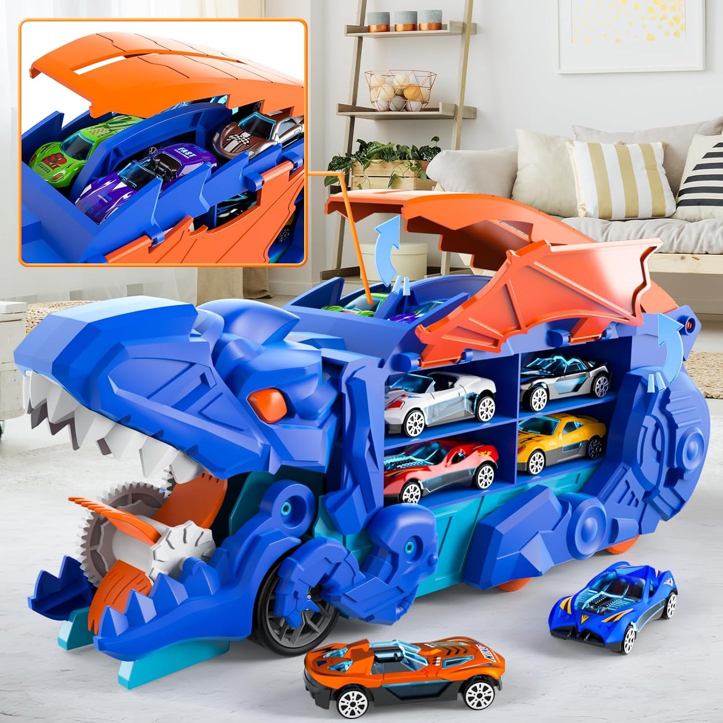 DRSM Dinosaur Ultimate Hauler Track Toy Transforms into Stomping Size 14 DEMO