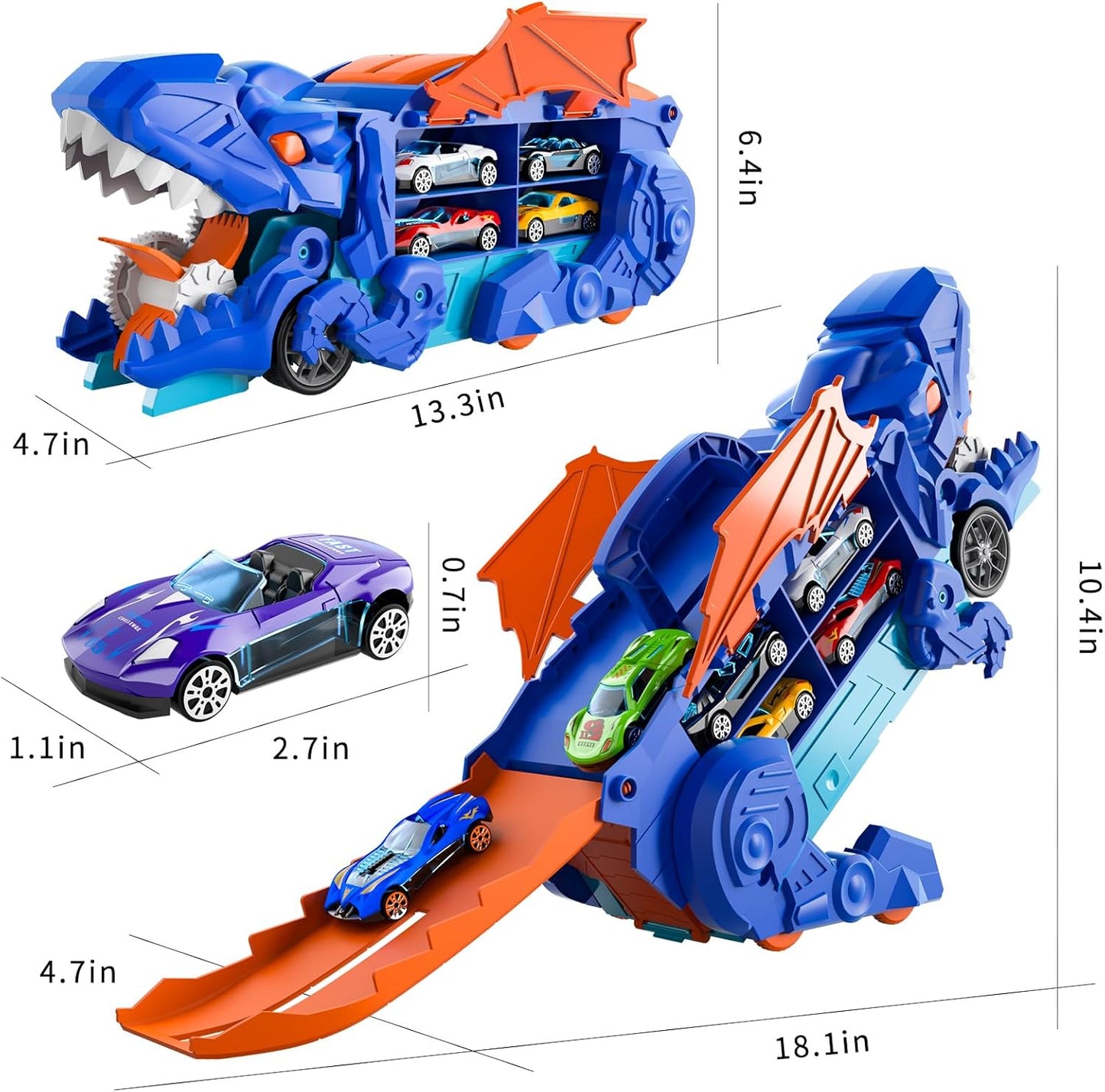 DRSM Dinosaur Ultimate Hauler Track Toy Transforms into Stomping Size 14 DEMO