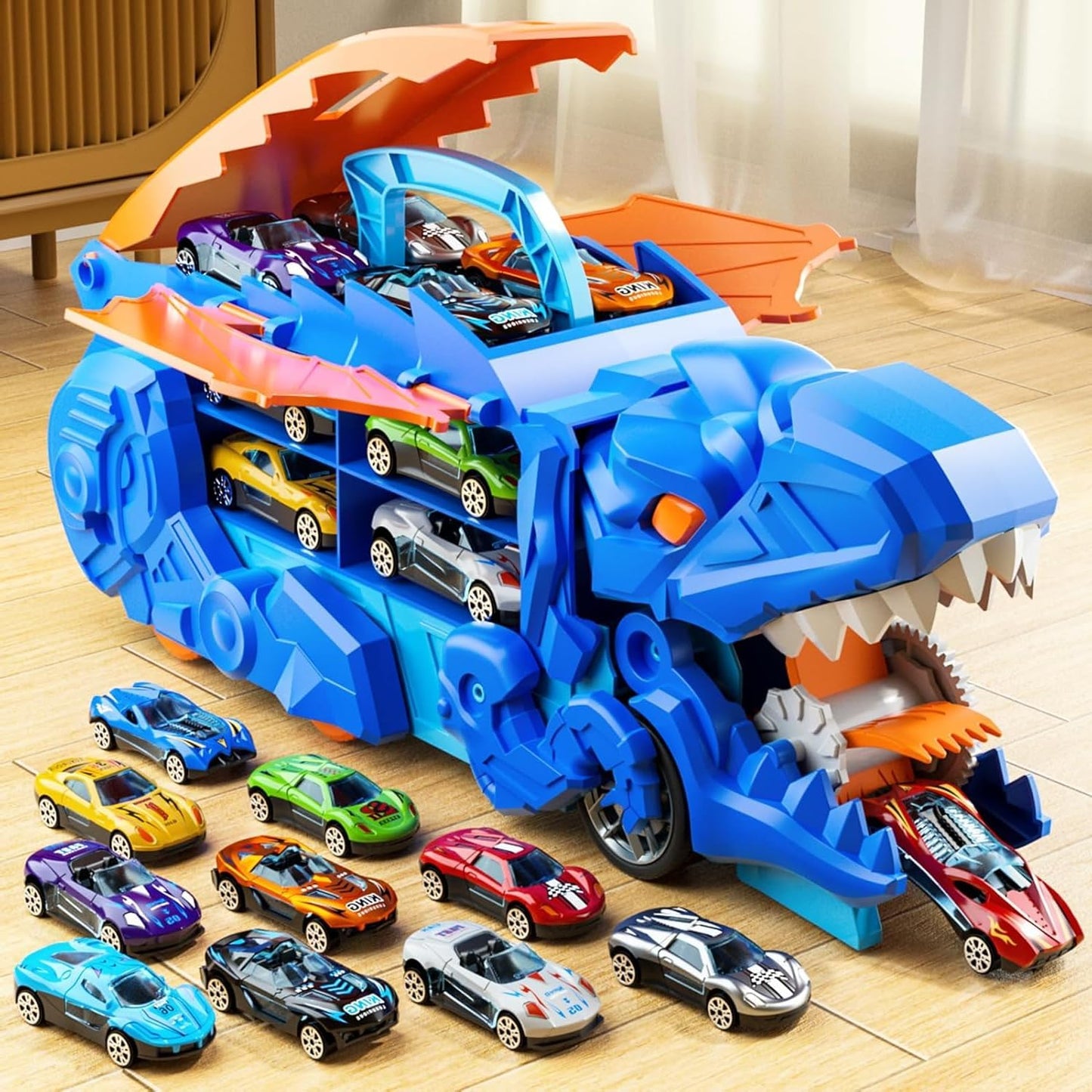 DRSM Dinosaur Ultimate Hauler Track Toy Transforms into Stomping Size 14 DEMO