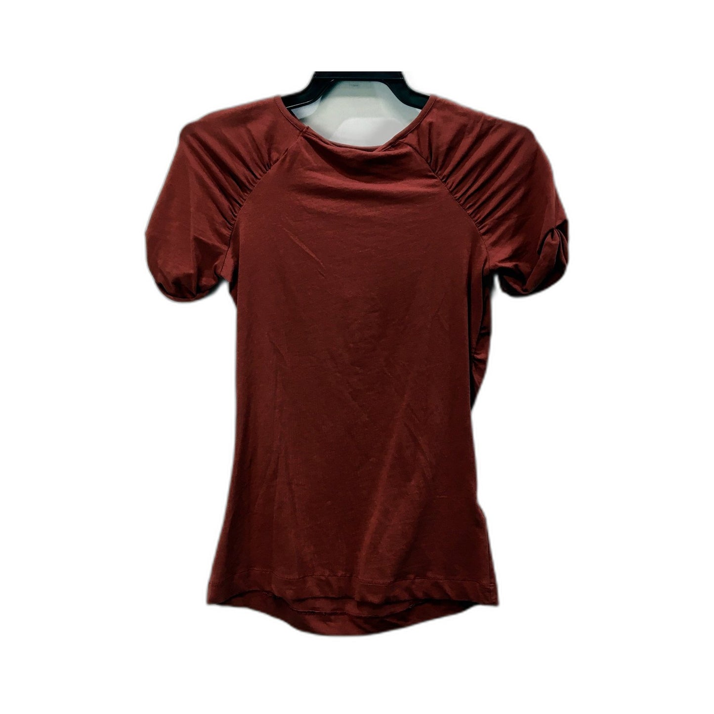 MNG Basics Womens Puff Sleeve Cotton Burgundy T-Shirt in Small NEW