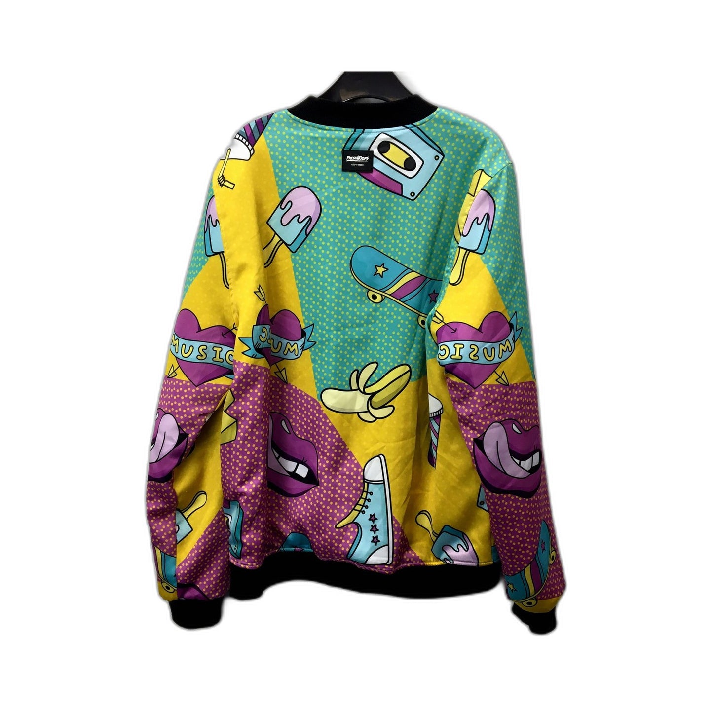 Freshhoods Mens Zip-Up Bomber Jacket Graphic Music Skateboard Multicolor Size M