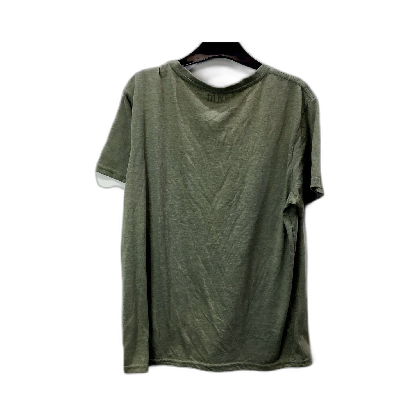 Slim Fit Mens Slim T-Shirt Fit Olive Green V-Neck T-Shirt, Size L, Comfortable