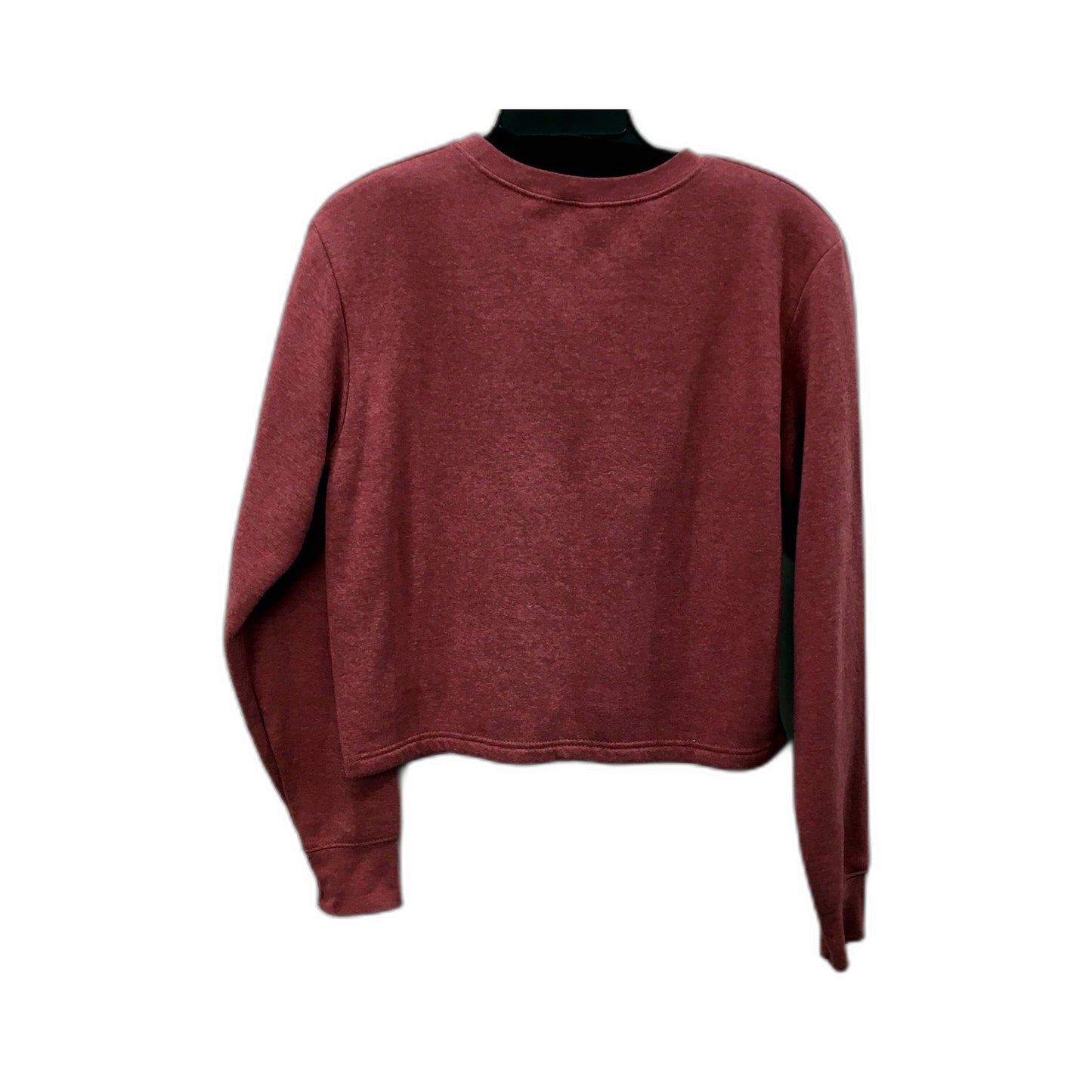 Burgundy Pullover Sweatshirt Womens with Graphic Design, Size M