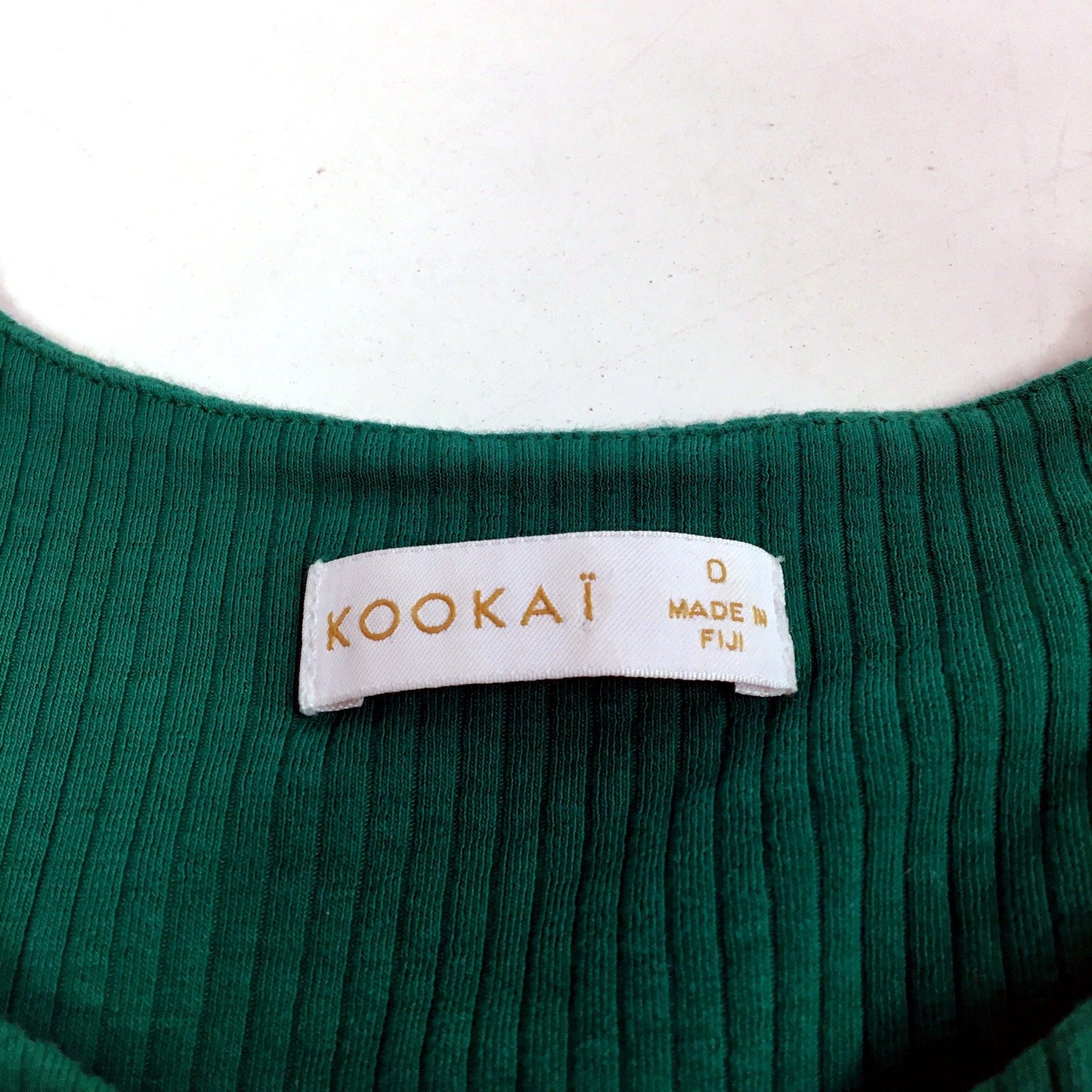 Kookai Womens Ribbed Tank Top Sleeveless Comfortable Green Size Small