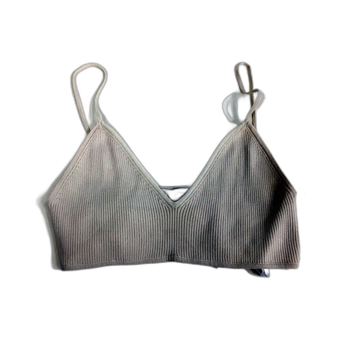 Zara Womens Ribbed Bralette Comfortable Everyday Cream Bra Size Medium