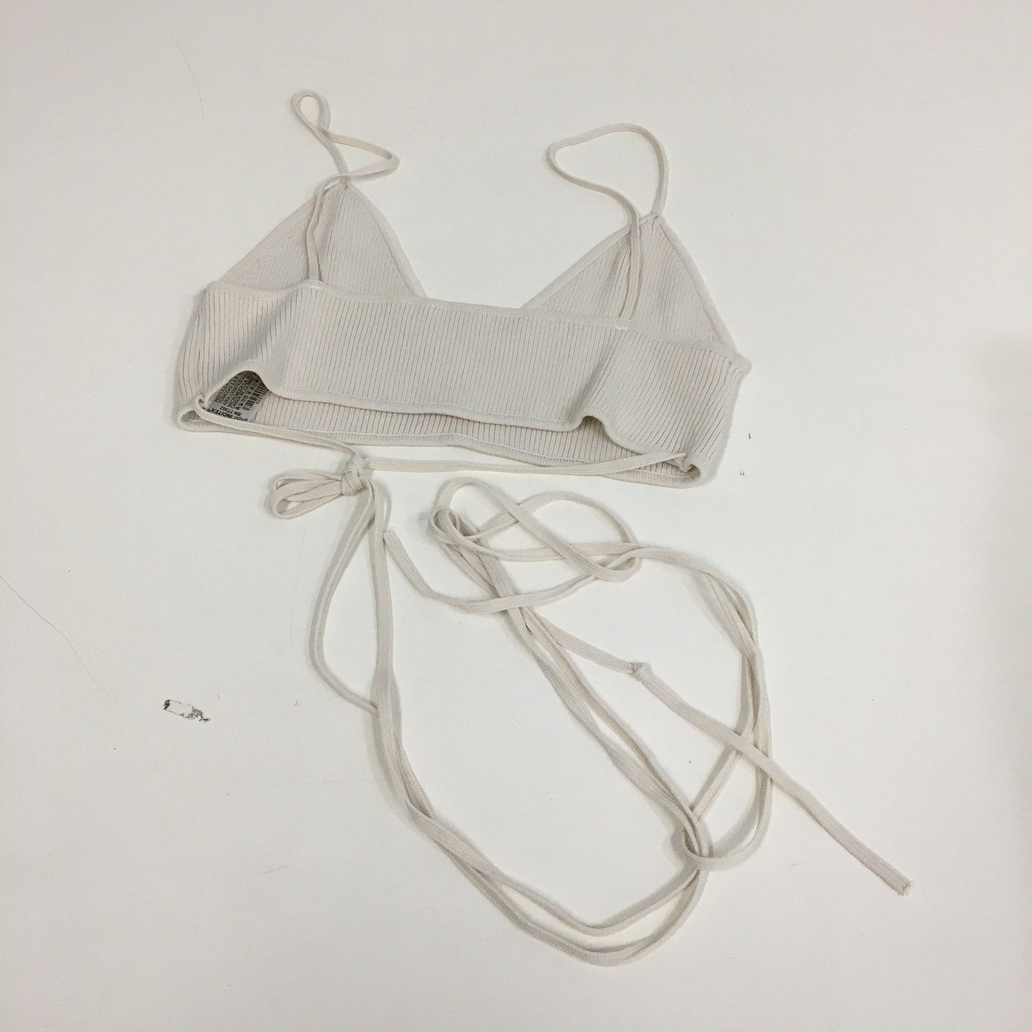 Zara Womens Ribbed Bralette Comfortable Everyday Cream Bra Size Medium