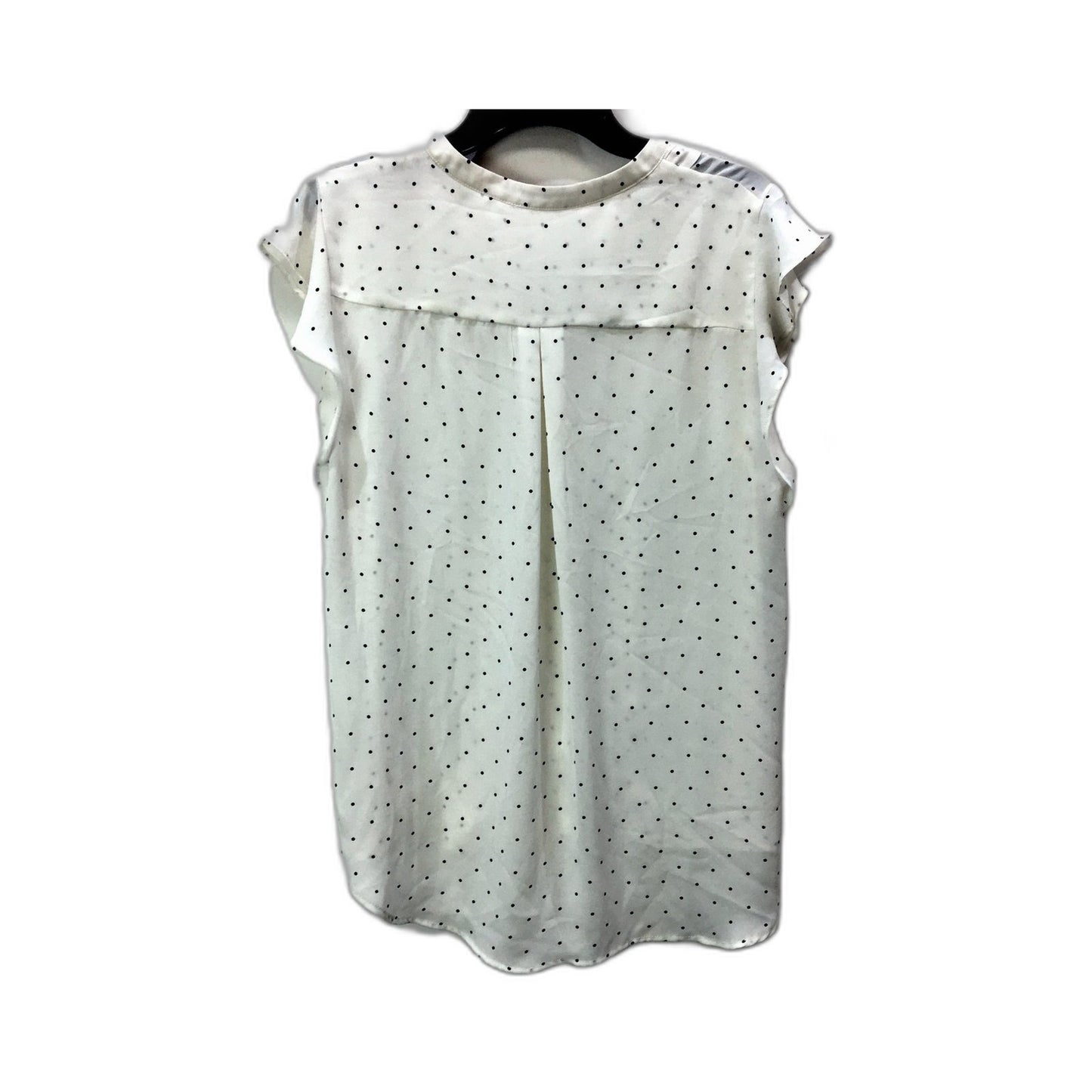 Tokito Womens Polka Dot Blouse Pleated Short Sleeve White, Black Dots Size 10