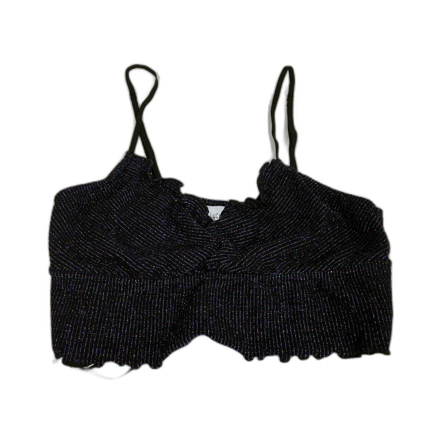 Luck & Trouble Womens Shimmer Lurex Crop Top Black with Multicolor Size 12 NEW