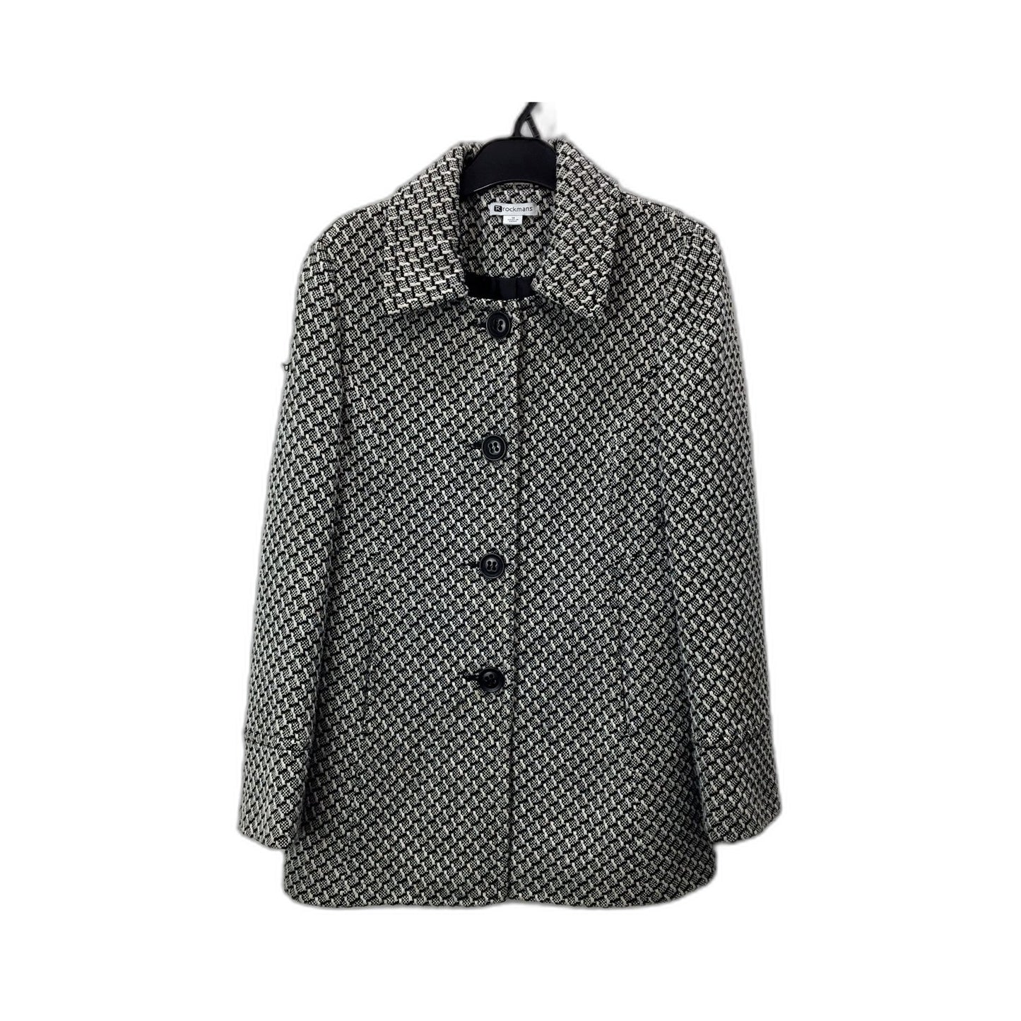 Rockmans Womens Wool Jacket Textured Pullover Sweater Black and White Size 12