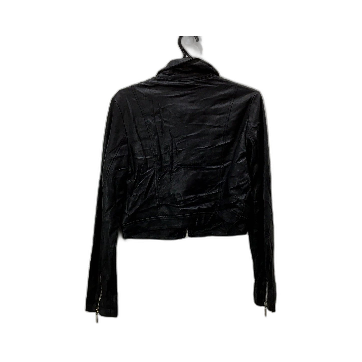 Guess Womens Cropped Faux Leather Jacket in Black for Small Size
