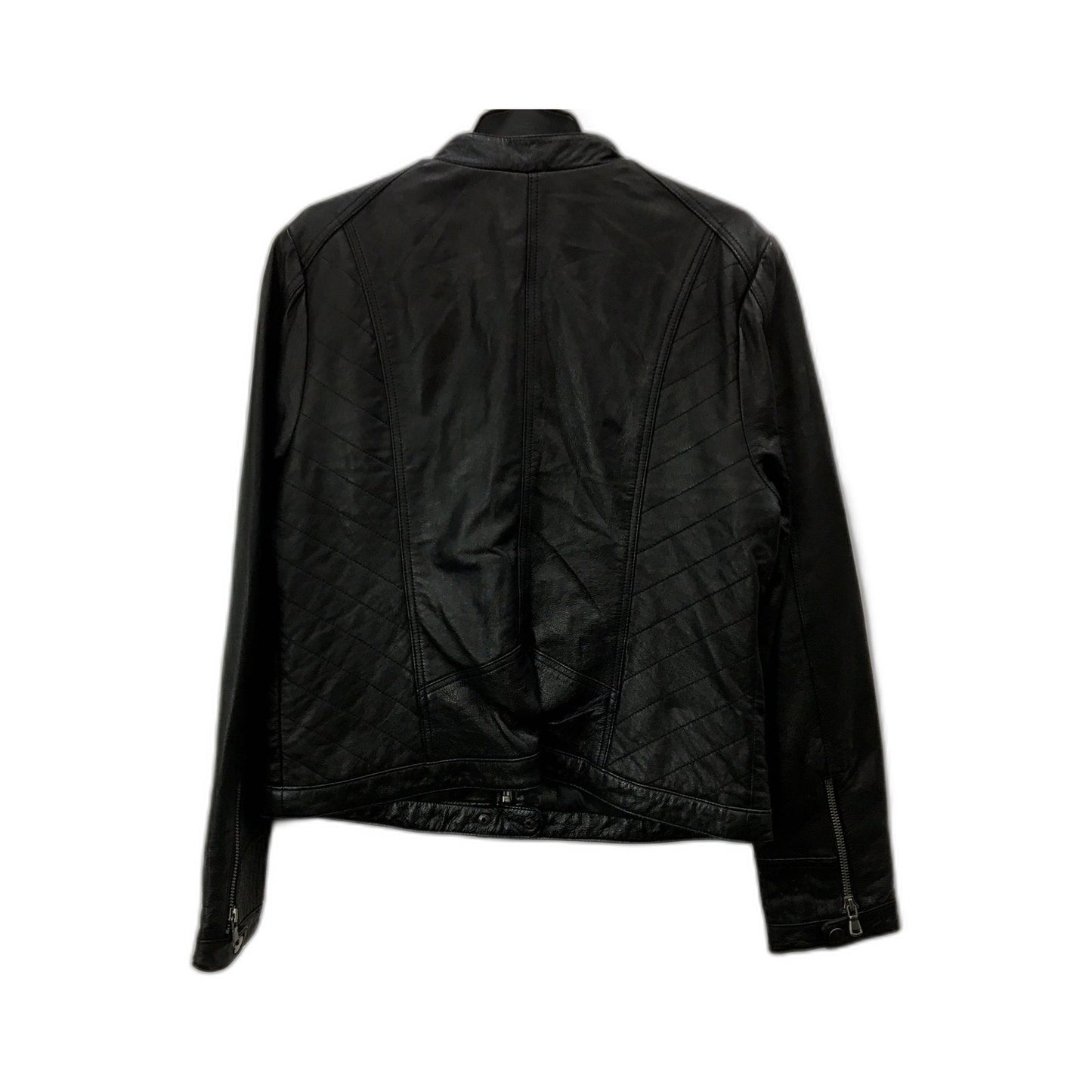 Just Jeans Leather Jacket Womens Moto Jacket in Black, Sz 12