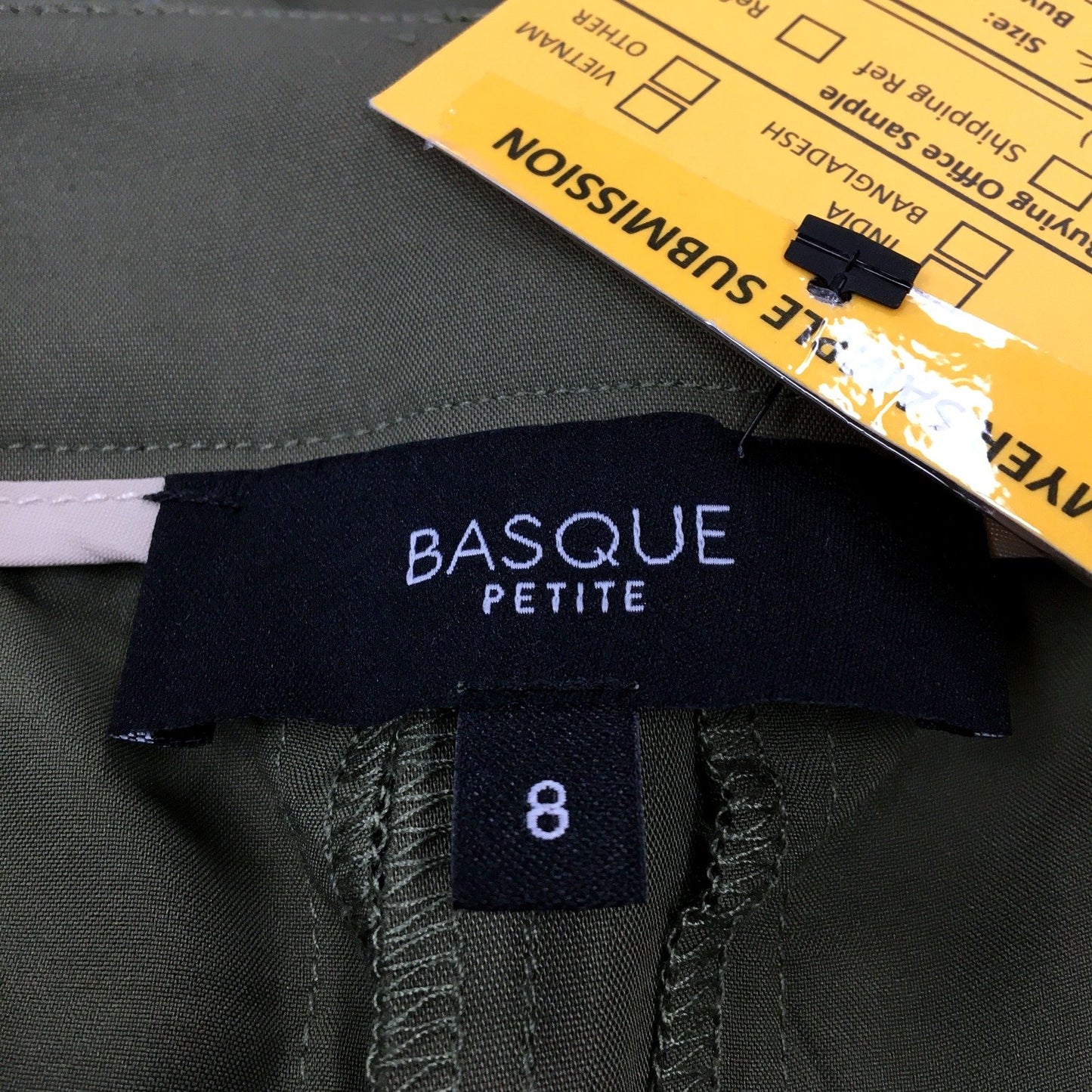 Basque Petite Womens Organic Cotton Blend Green Pants Size 8 NEW