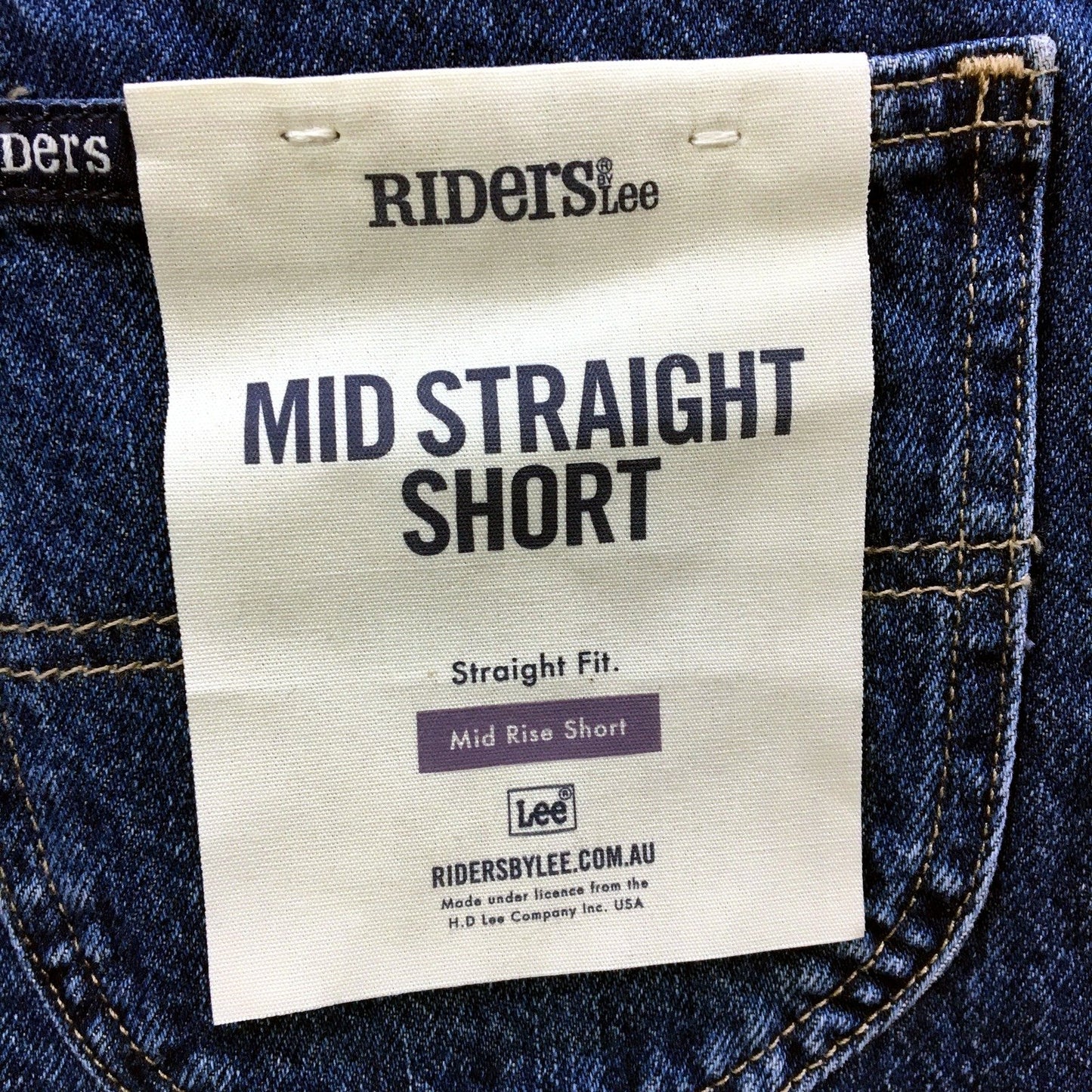 Riders by Lee Womens Mid Straight Short Denim Shorts Somedays Blue Size 9 NEW