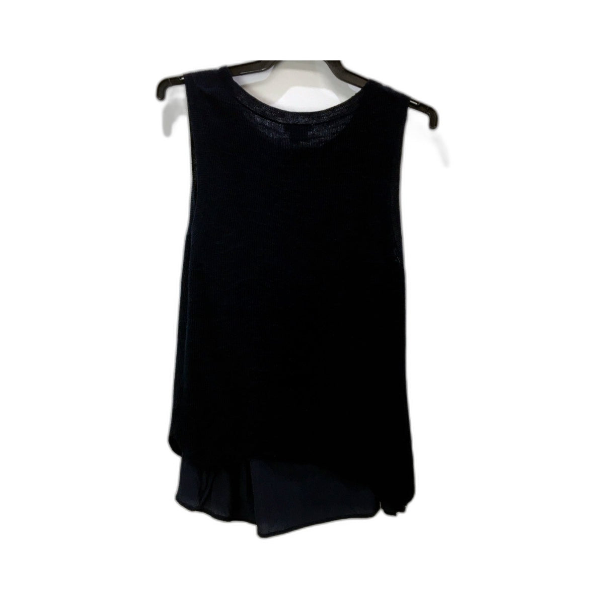 Jigsaw Womens Sleeveless Navy Layered Silk Slip Linen Cotton Blend Top Sz M