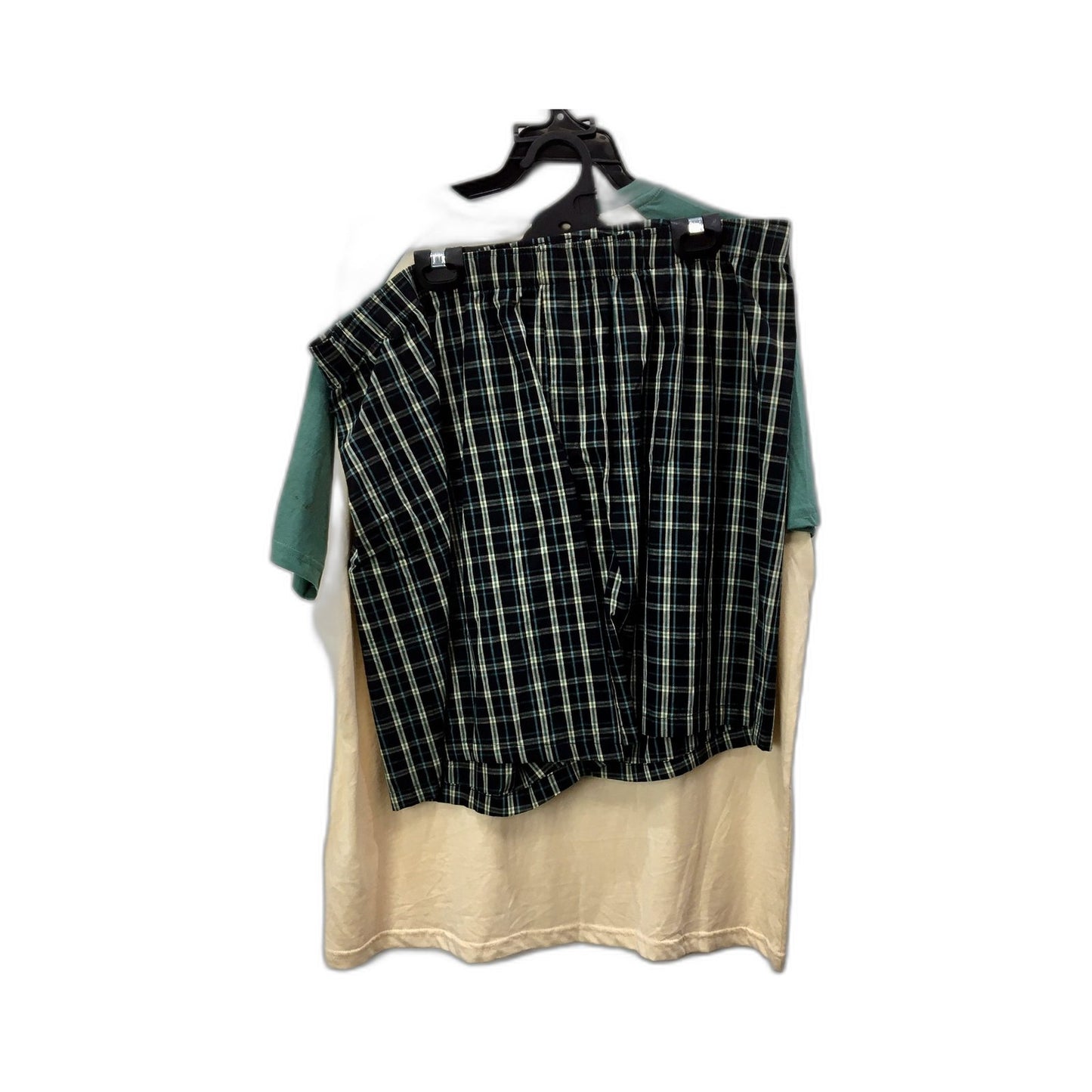 Westbay Mens 2 Piece Plaid Pajama Set Cotton Comfortable Green Beige Size XXL