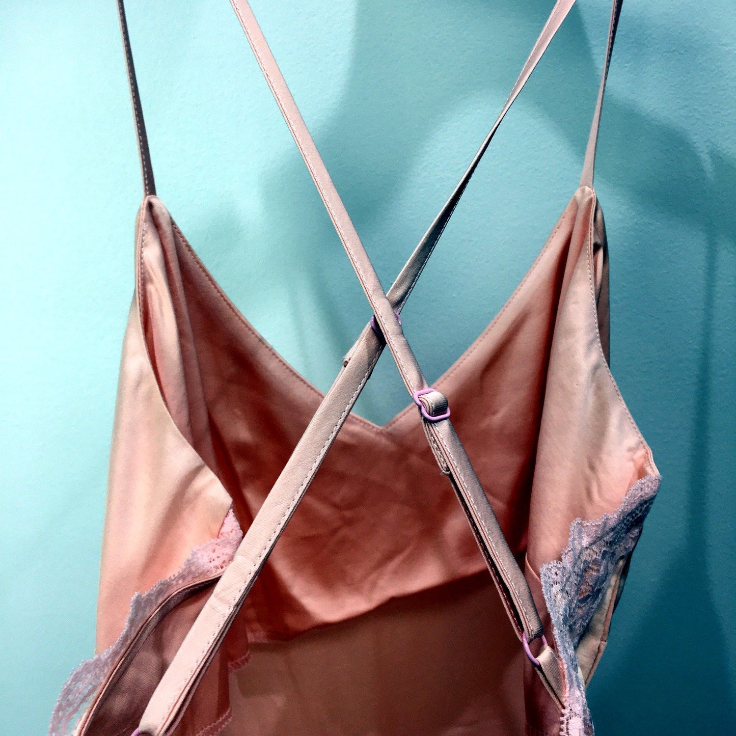 Chloe & Lola Womens Satin Lace Trim Sleep Camisole Nightie Peach Size S NEW