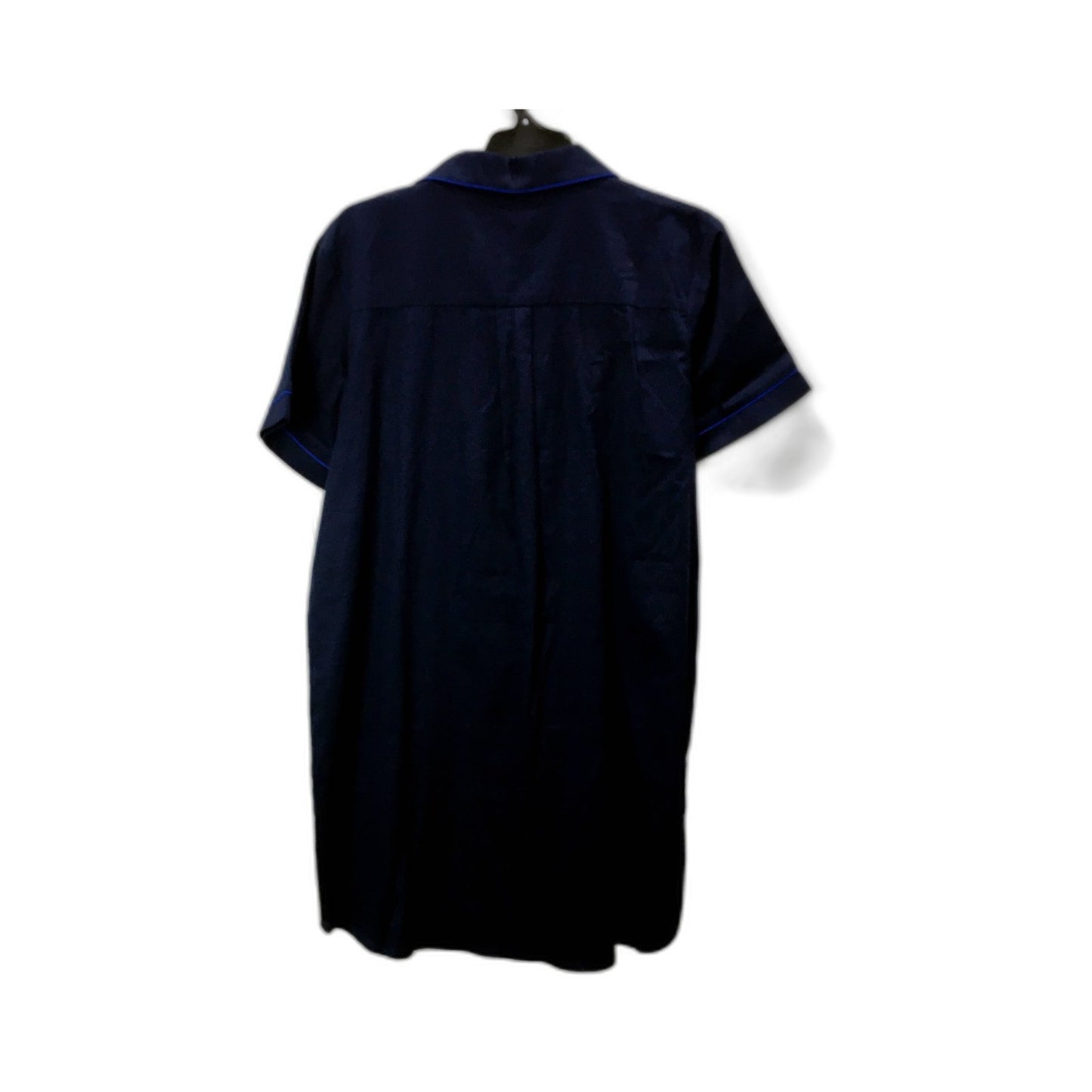 Myers Womens Pajama Long Shirt Navy Blue Contrast Piping Sleepwear Size S NEW