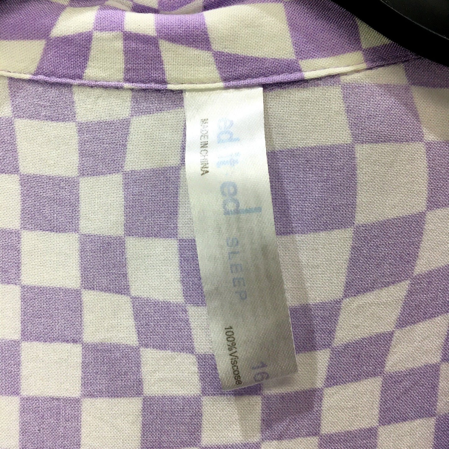 ed.it.ed Womens Button-Down Sleep Shirt Checkered Plaid Purple and White Size 16