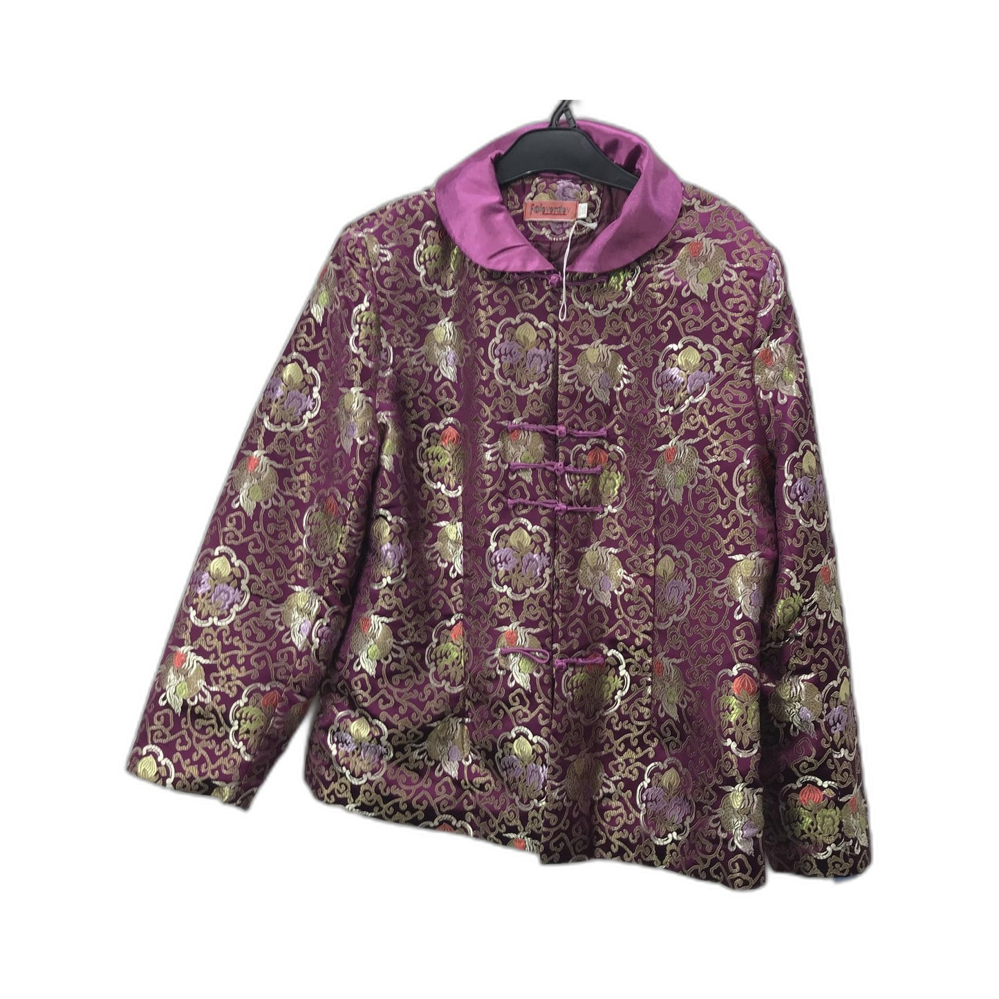 Forever Dey Brocade Floral Jacket Purple Gold Ladies Size XXXL /AUS 10-12