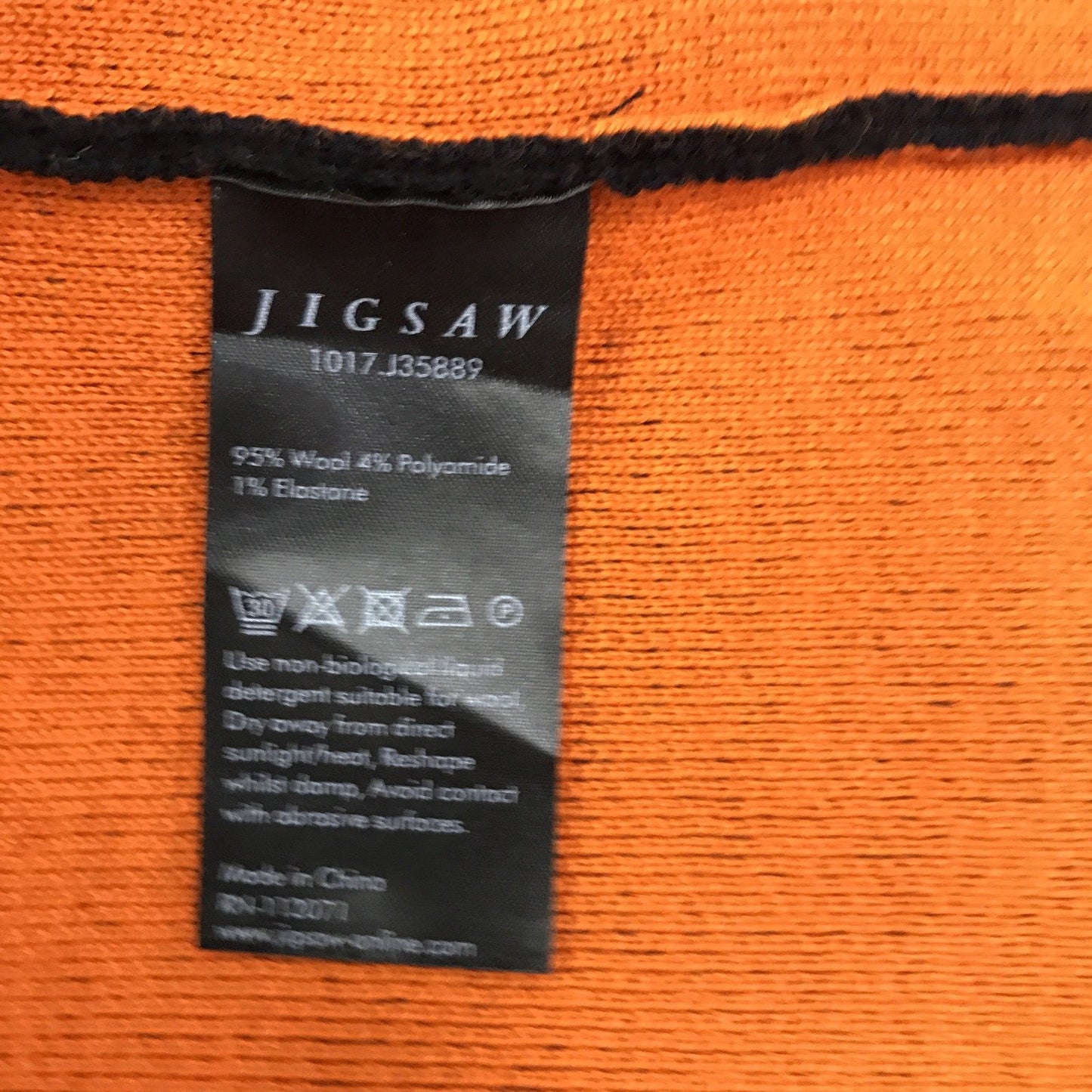 Jigsaw Wool Blend Black and Orange Long Cardigan Ladies Size L