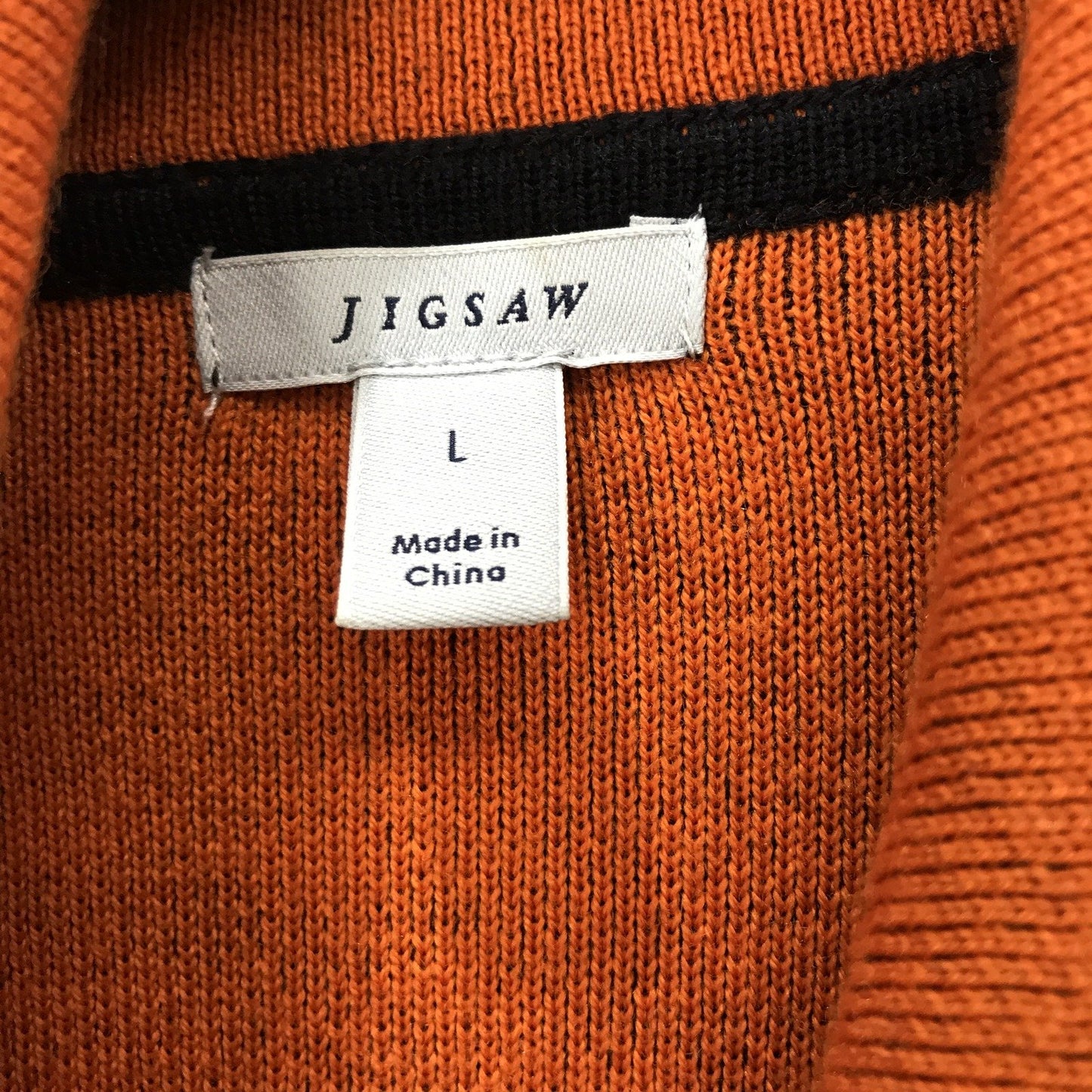 Jigsaw Wool Blend Black and Orange Long Cardigan Ladies Size L