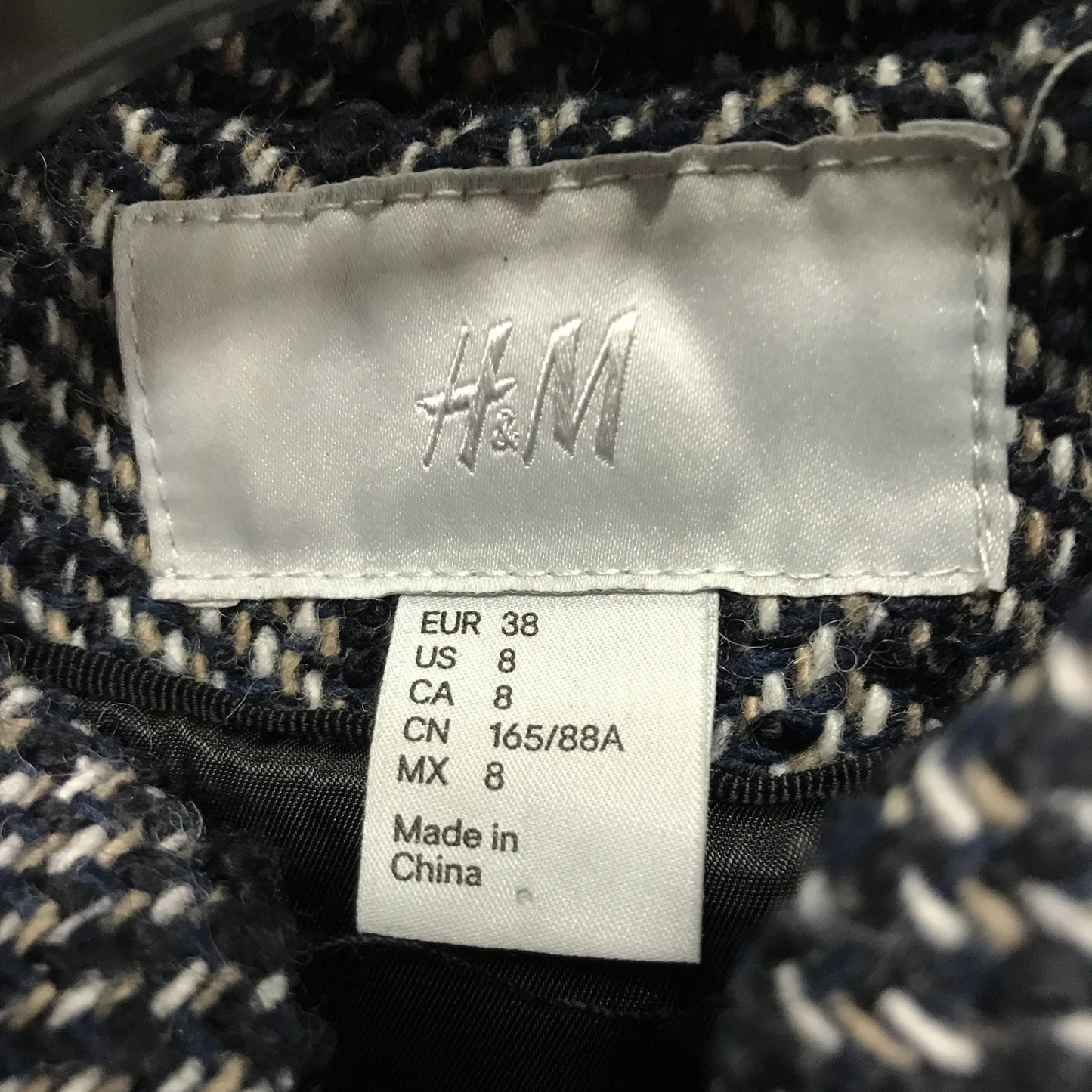 H & M Wool Blend Herringbone Belted Coat Warm Winter Outerwear Size 8