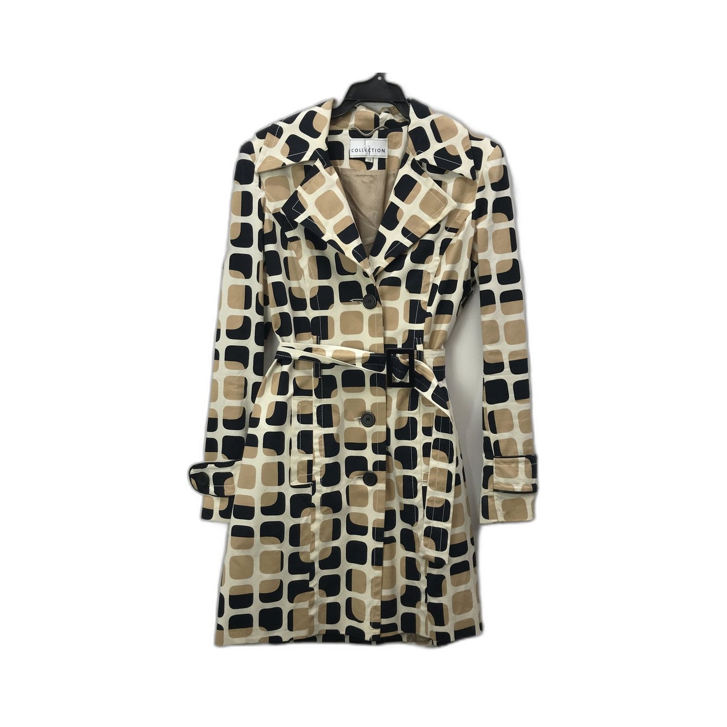 Collection Womens Trench Coat Belted Cotton Patterned Jacket Sz 10