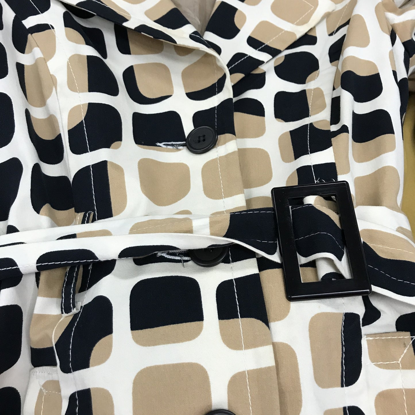 Collection Womens Trench Coat Belted Cotton Patterned Jacket Sz 10