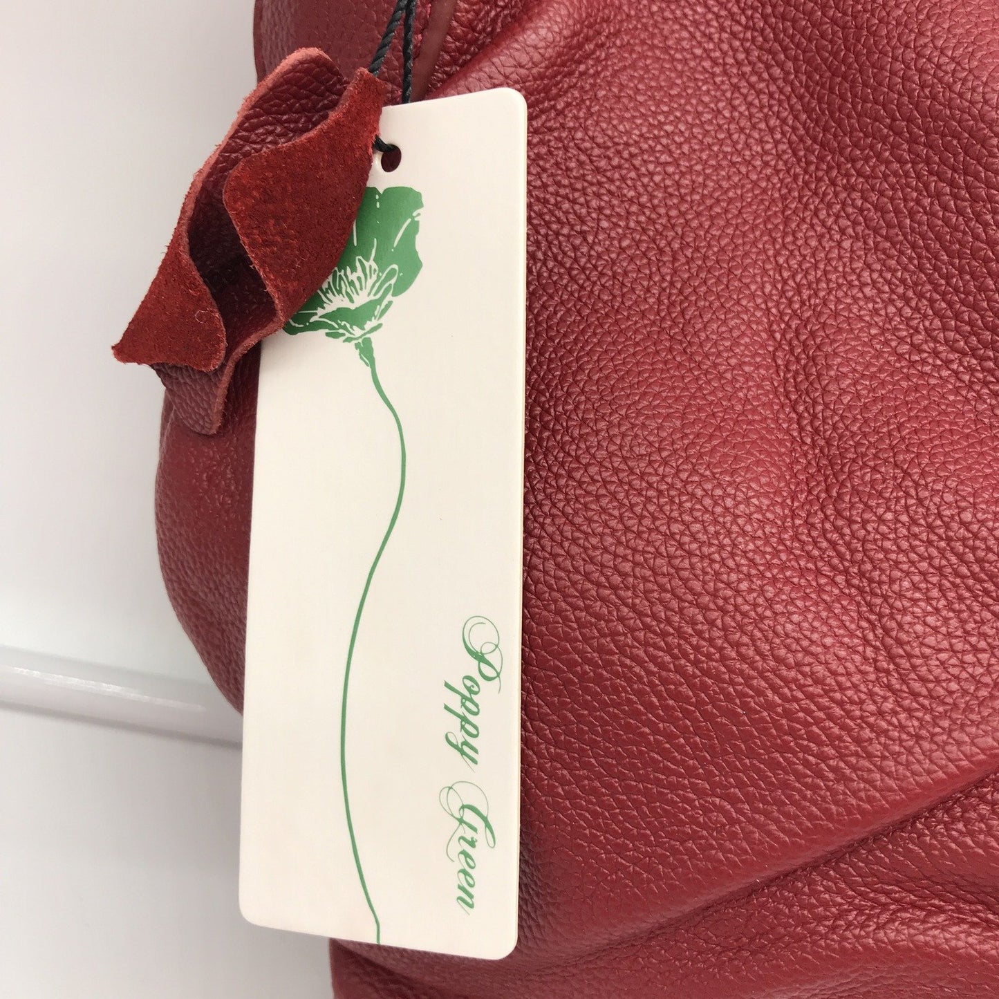Poppy Green Leather Hobo Bag Red Stylish Ruched Handbag for Women NEW