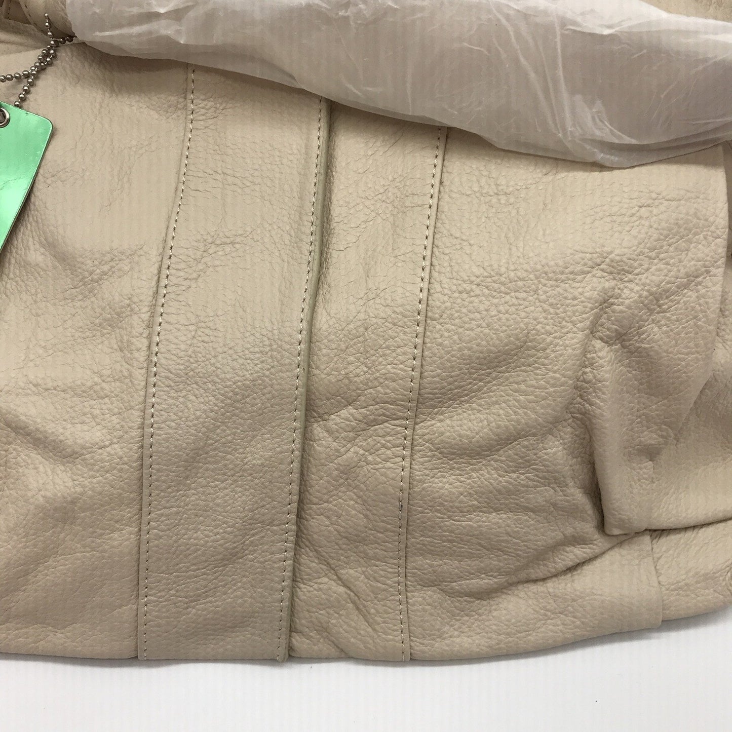Poppy Green Braided Strap Leather Hobo Bag Beige Unisex Handbag NEW