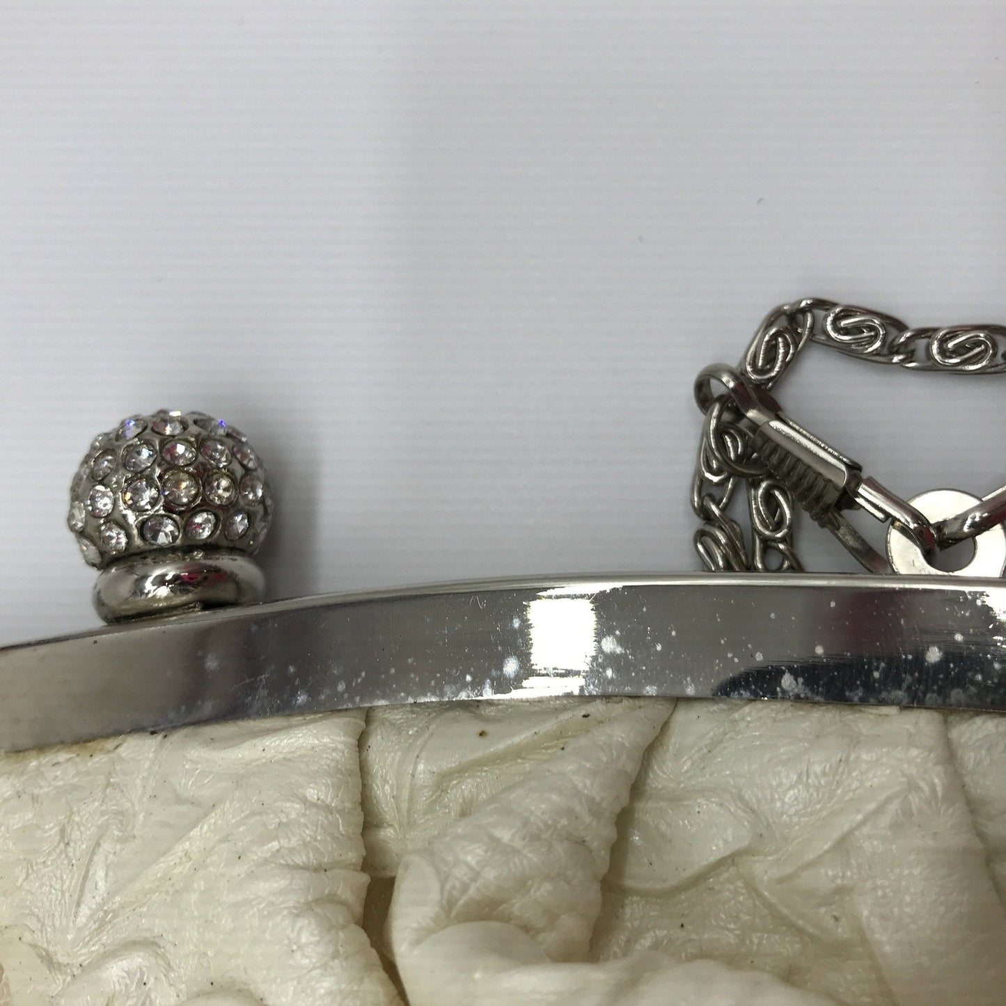 Ex-Display Fashion Wholesale Rhinestone Clutch Bag with Chain Strap Beige