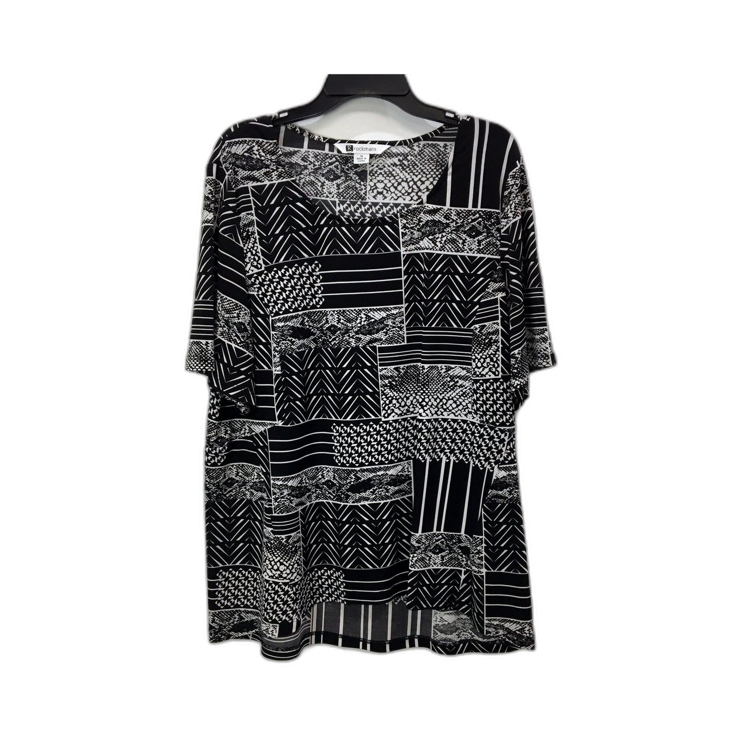 Rockmans Womens Blouse shirt Patterned Shirt Black Sz M