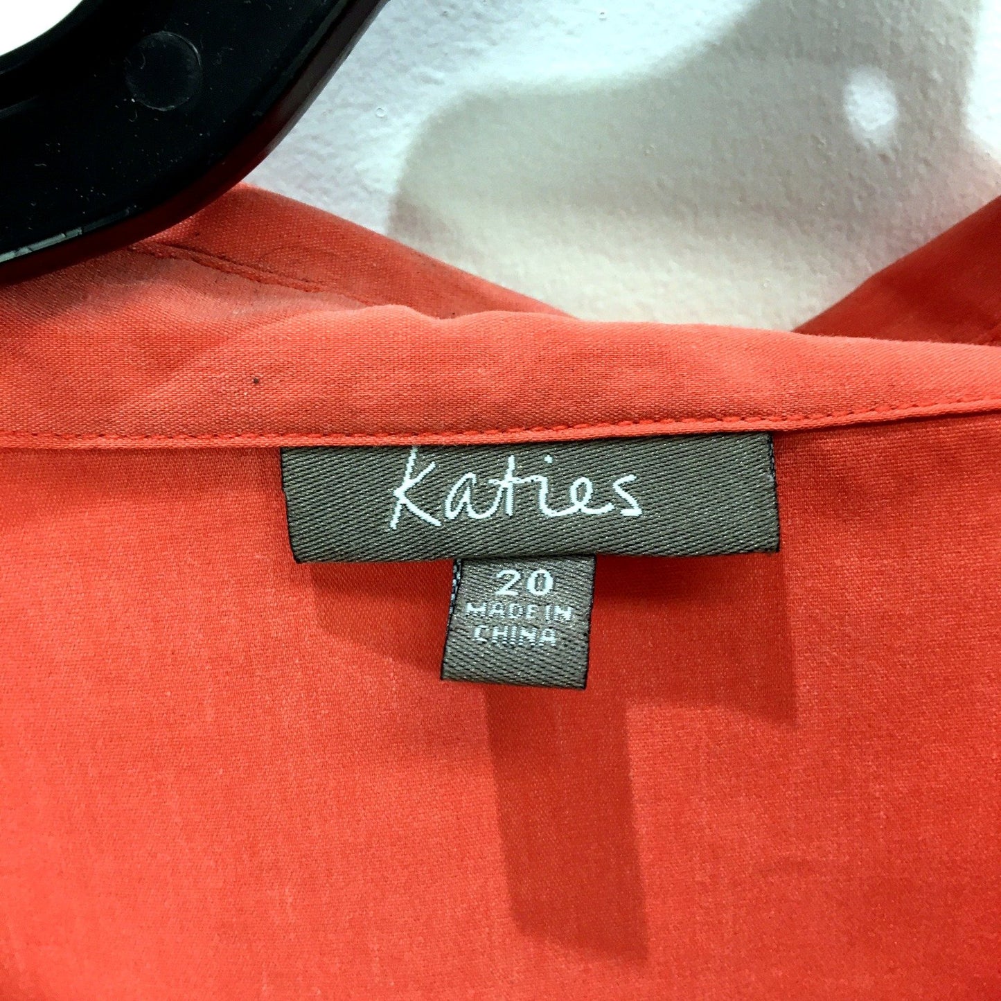 Katies Womens Button-Down Blouse Short Sleeve Cotton Red Size 20