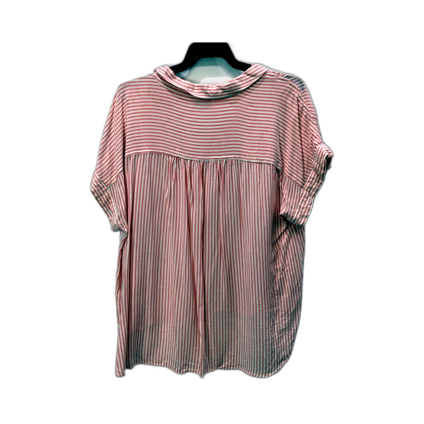 Grab Womens Striped Button-Down Shirt Red and White Short Sleeve Sz 16