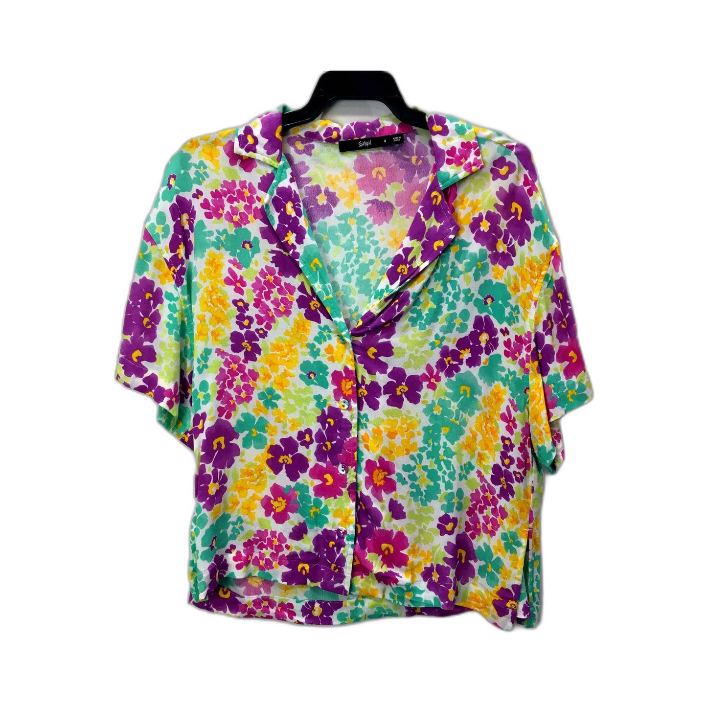 Sportsgirl Womens Floral Print Blouse Button Up Shirt Multi Color Size 6