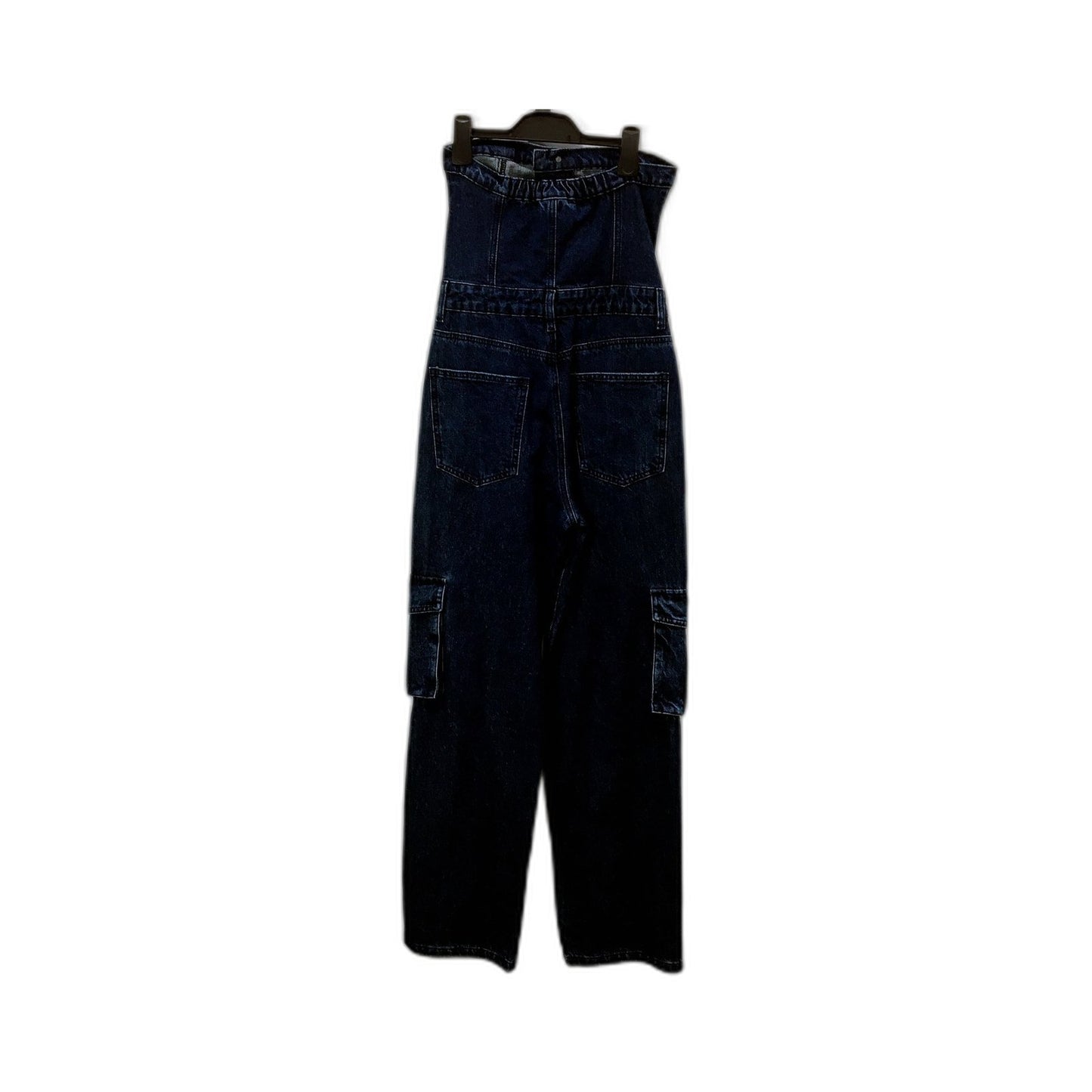 Insight Womens Denim Cargo Overalls Dark Blue Utility Pants Size S NEW