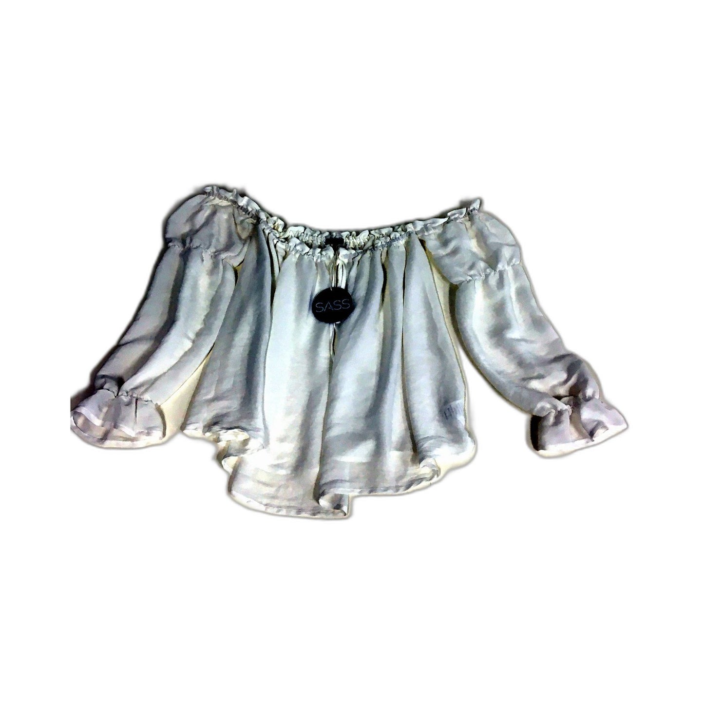 Sass Womens Emilia Puff Sleeve Blouse in Pearl White, Size 8 NEW