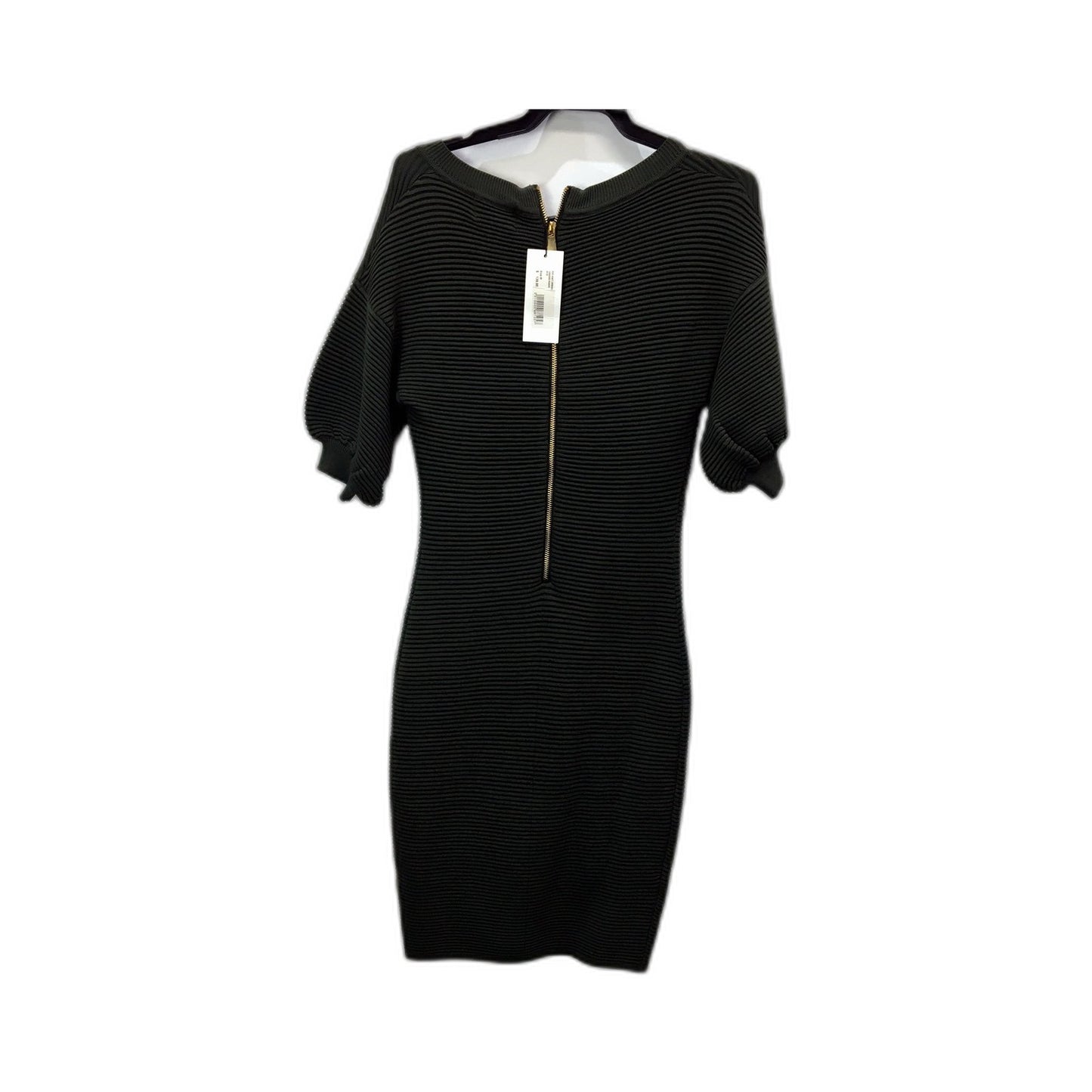 Sheike Womens Fifi Ribbed Knit Puff Sleeve Dress in Khaki, Size M NEW